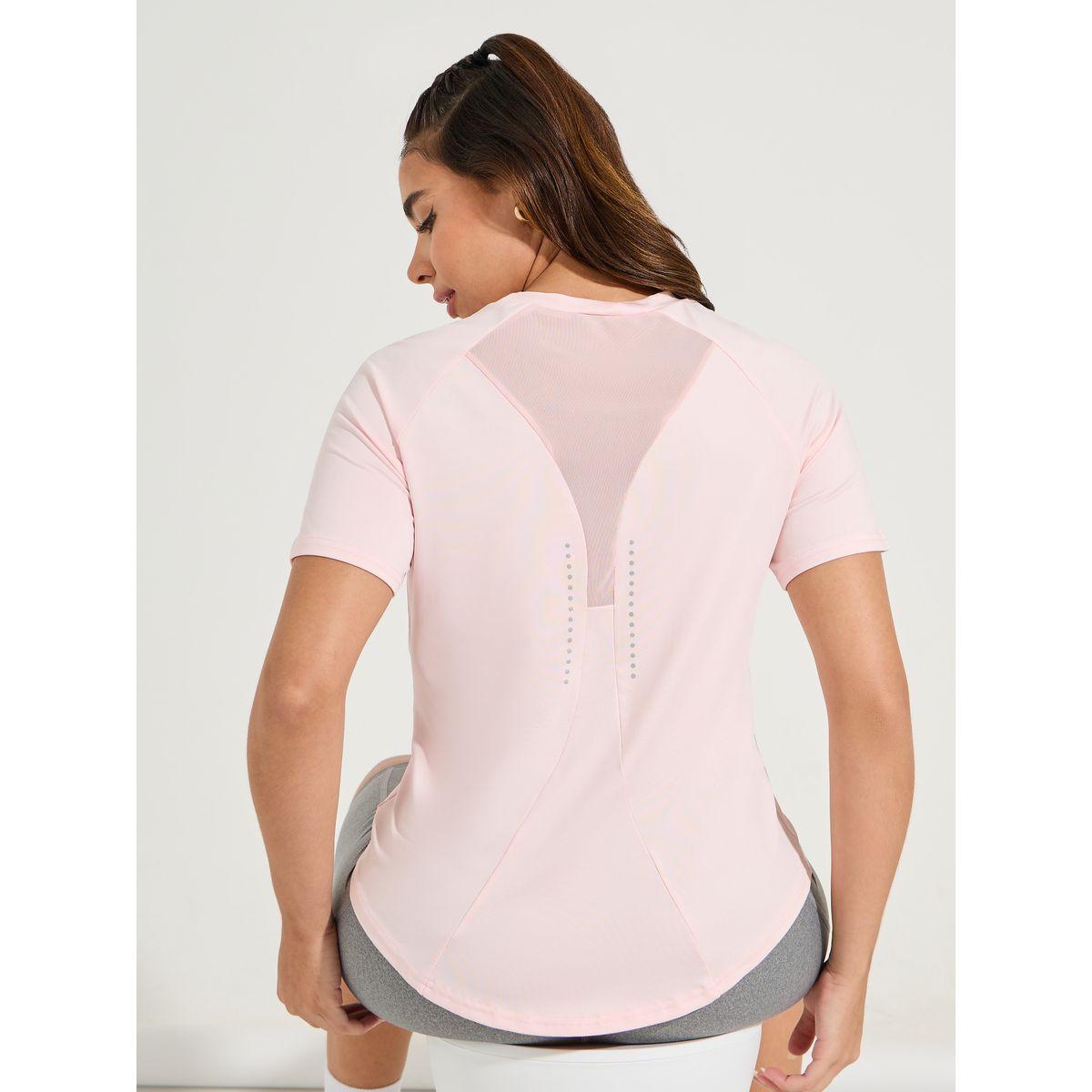 Styli Active Reflective Dots & Back Mesh Detail Curved Hem Top-women-clothing-sportswearandactivewear-tshirtsandvests-image-1