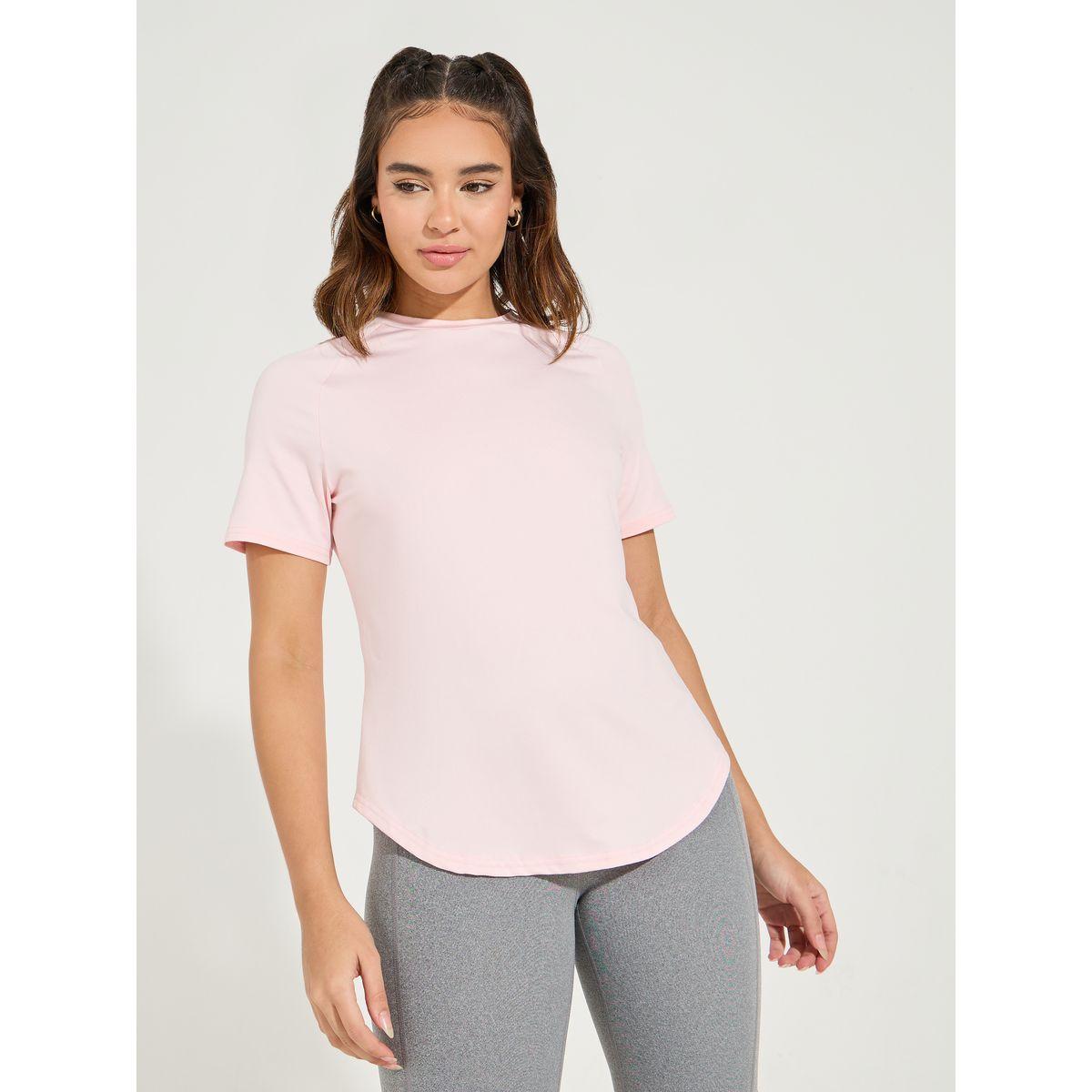 Styli Active Reflective Dots & Back Mesh Detail Curved Hem Top-women-clothing-sportswearandactivewear-tshirtsandvests-image-3