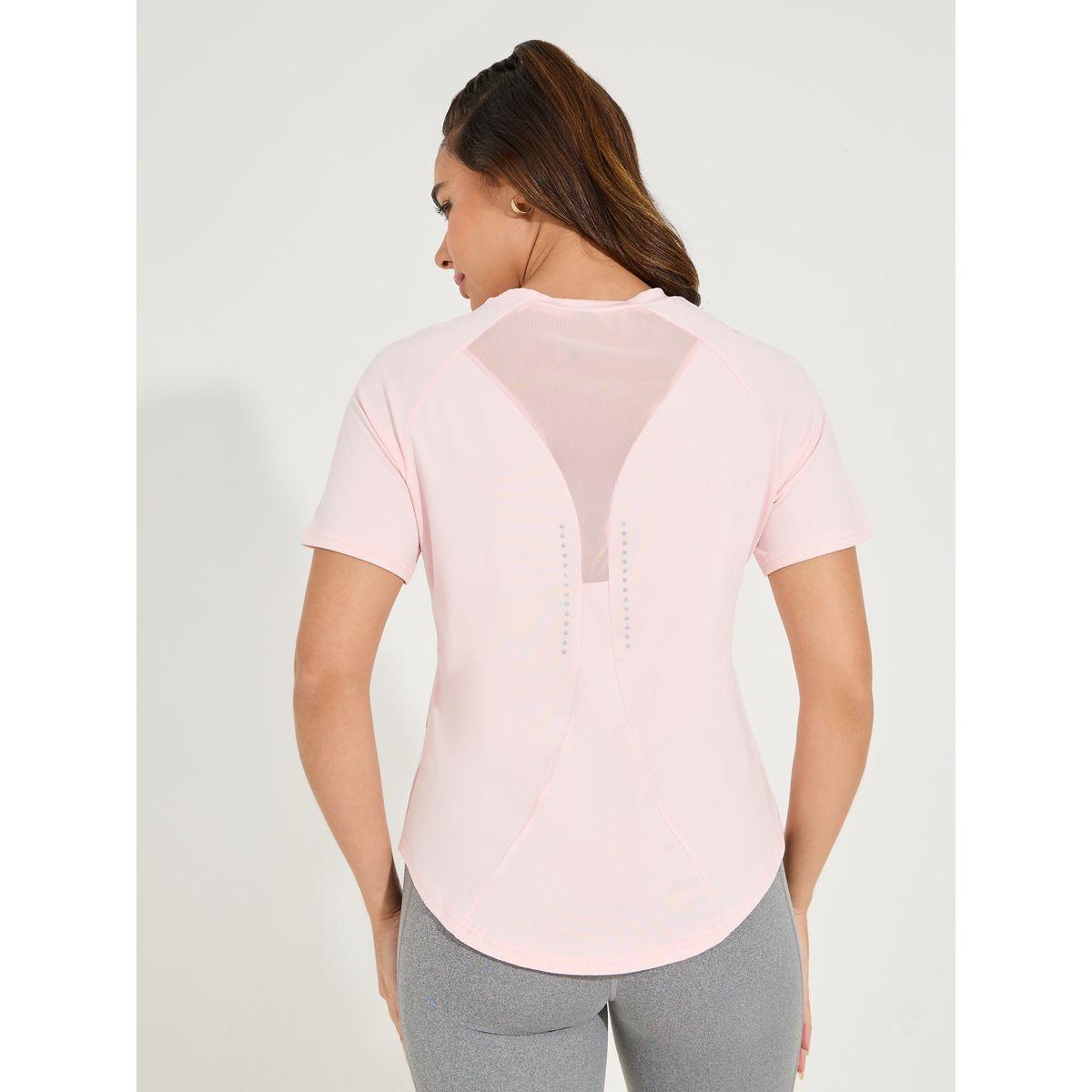 Styli Active Reflective Dots & Back Mesh Detail Curved Hem Top-women-clothing-sportswearandactivewear-tshirtsandvests-image-4