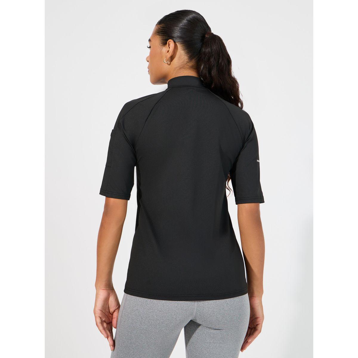Styli Active Sleeve Reflective Striped Half Zip Up Short Sleeve Top-women-clothing-sportswearandactivewear-tshirtsandvests-image-5