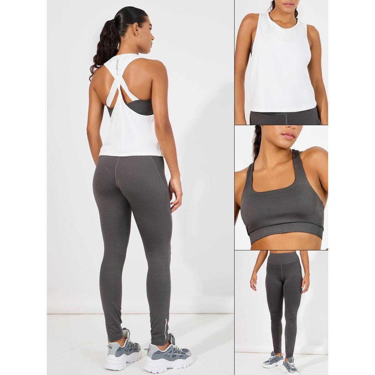 Styli Active Pack of 3 - Reflective Twist Back Tank, Cross Over Strap Sports Bra & Leggings Set-sports-women-clothing-trackpantsandtracksuits-image-1