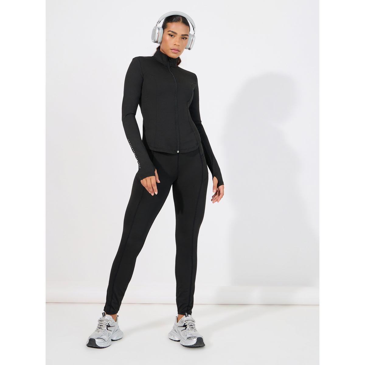 Styli Active Multiple Placement Reflective Dot Detail Zip Up Jacket & Leggings Set-women-clothing-sportswearandactivewear-trackpantsandtracksuits-image-1