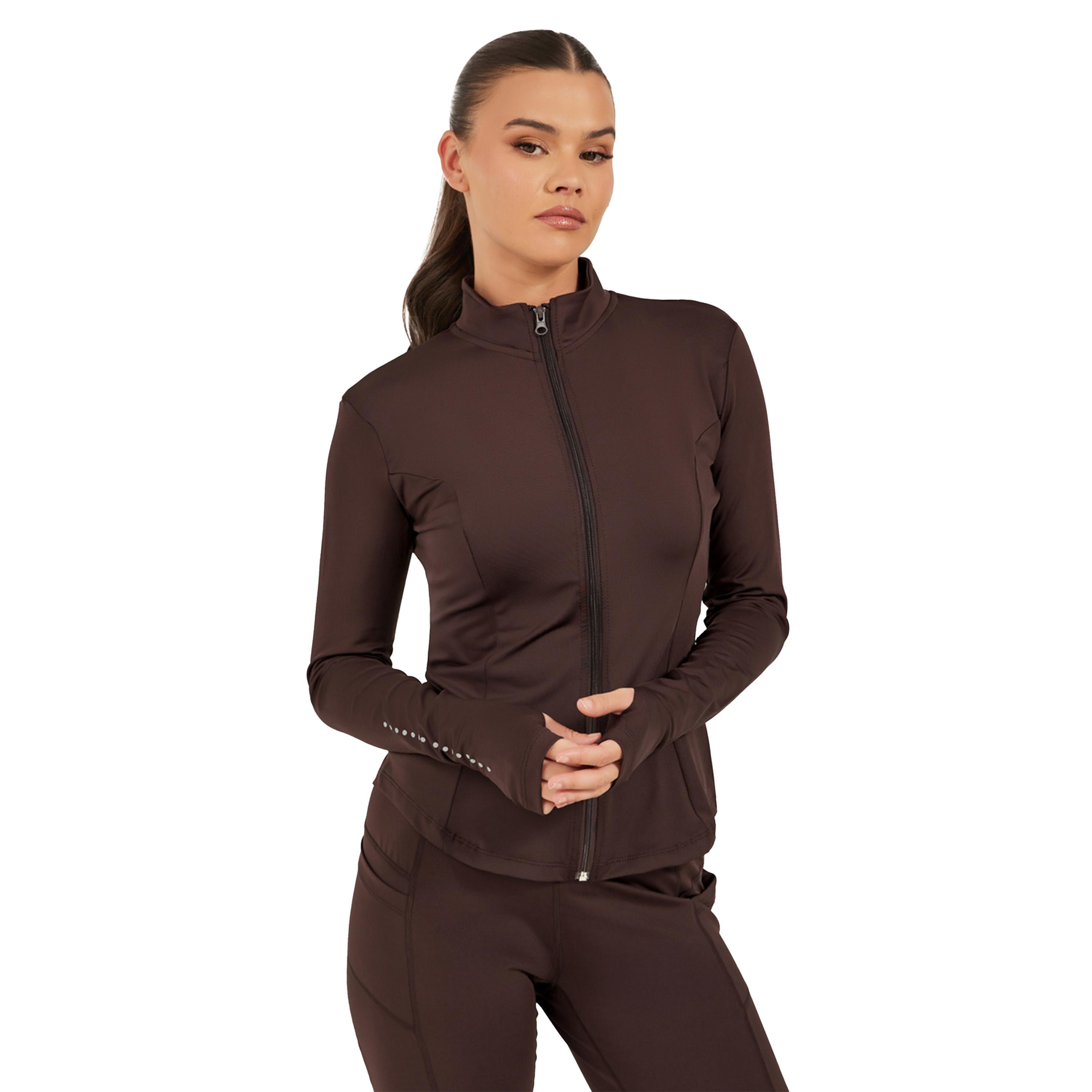 ستايلي - طقم ملابس رياضية سادة - بني-women-clothing-sportswearandactivewear-trackpantsandtracksuits-image-3