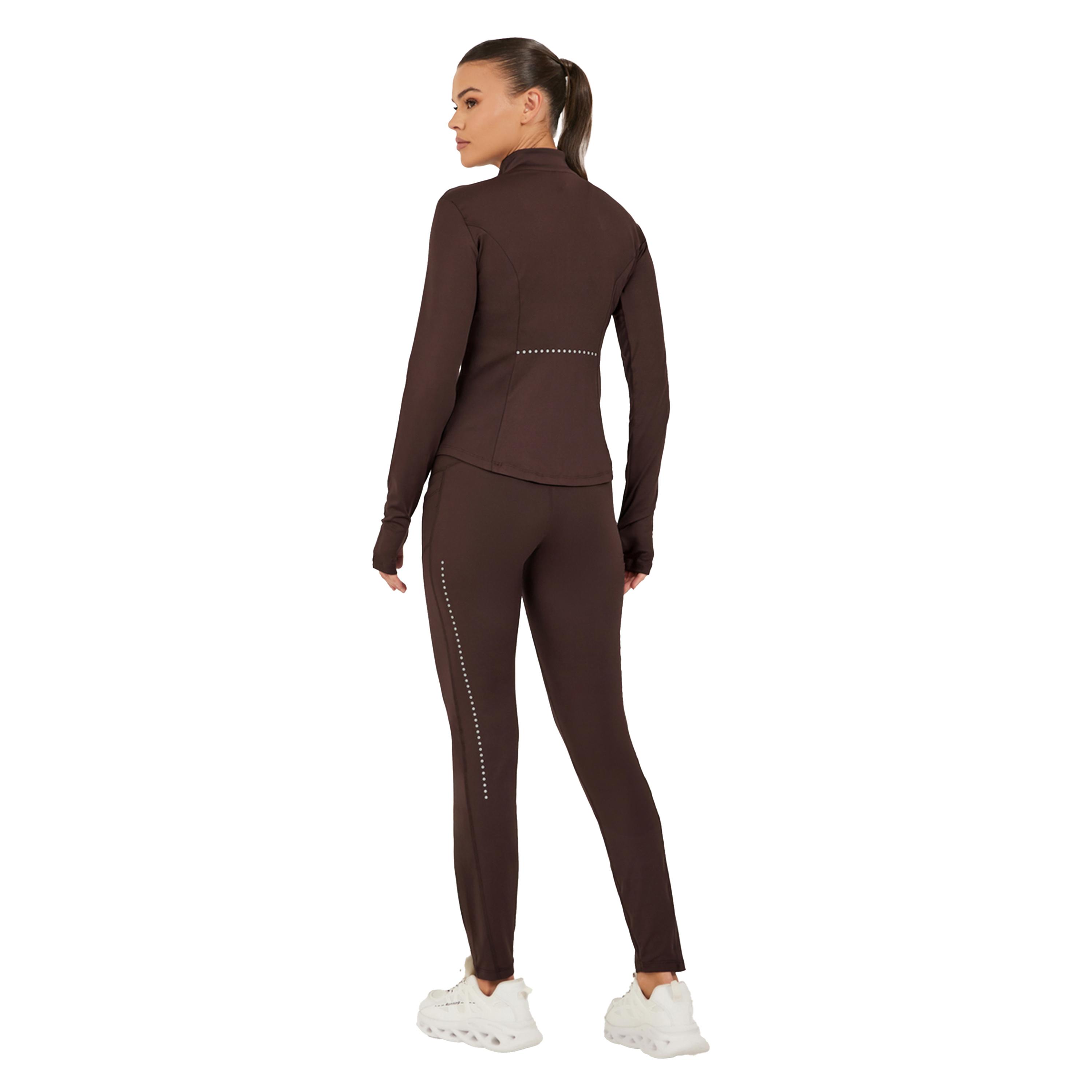 ستايلي - طقم ملابس رياضية سادة - بني-women-clothing-sportswearandactivewear-trackpantsandtracksuits-image-6
