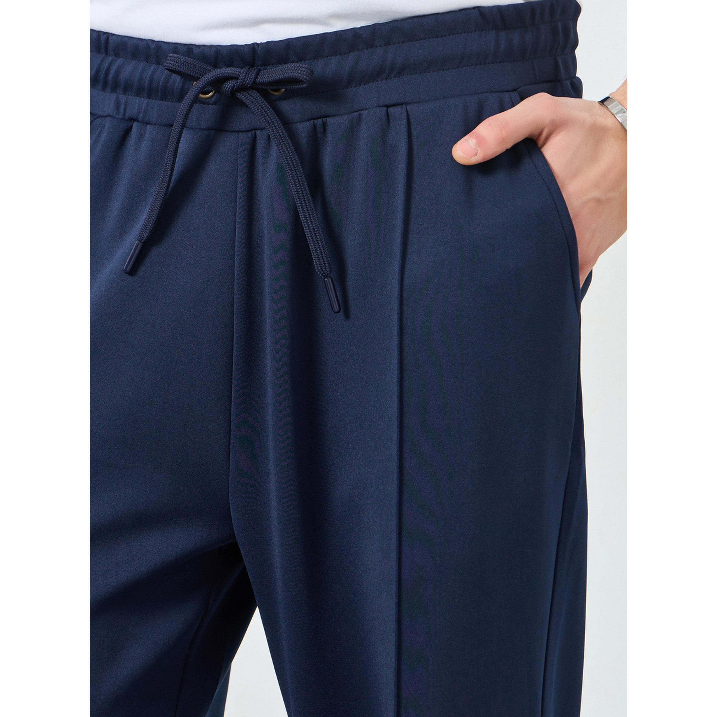 Styli Men Navy Pintuck Open Hem Relaxed Fit Joggers-men-clothing-bottoms-joggers-image-4