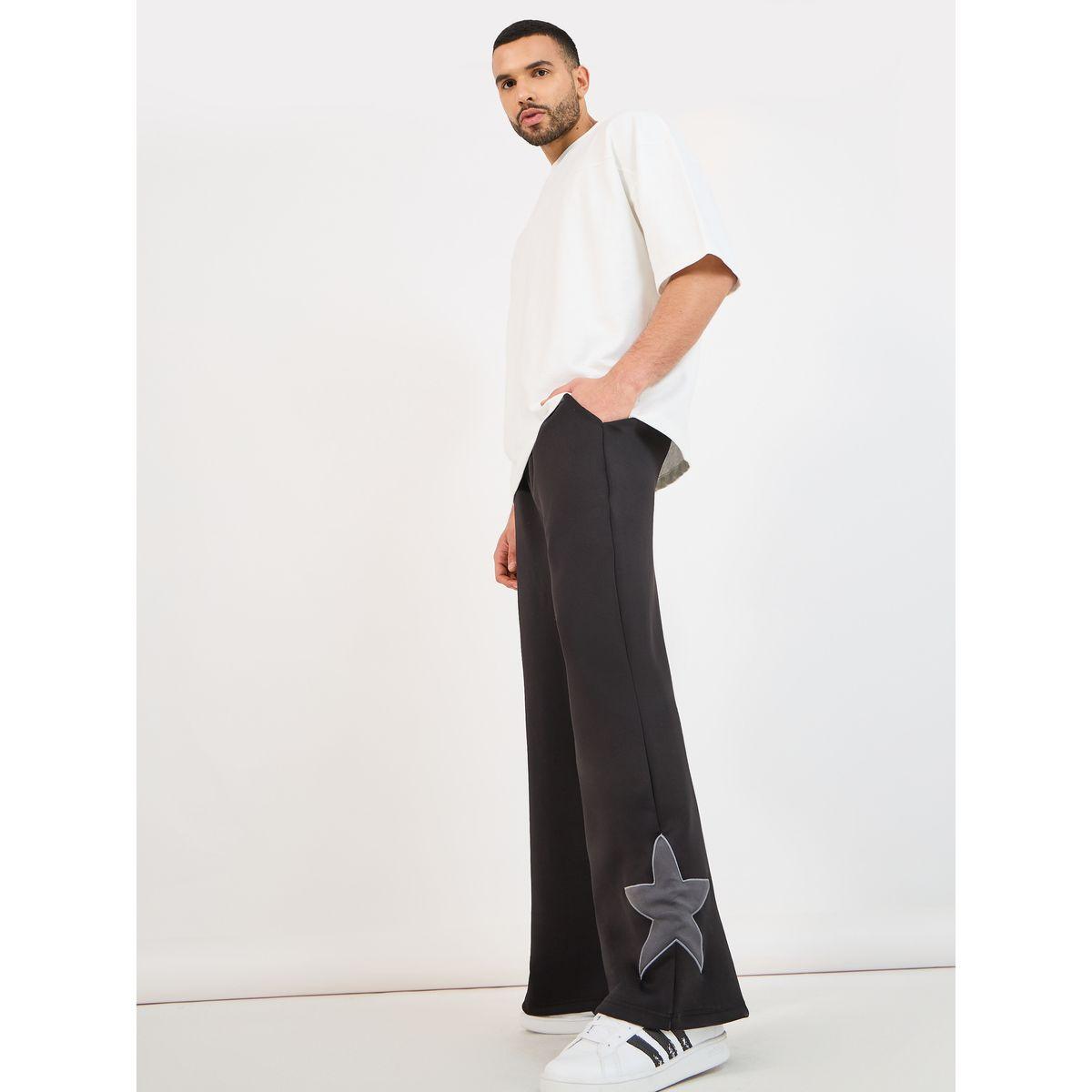 Styli Wide Leg Contrast Star Patch Scuba Joggers-men-clothing-bottoms-joggers-image-1
