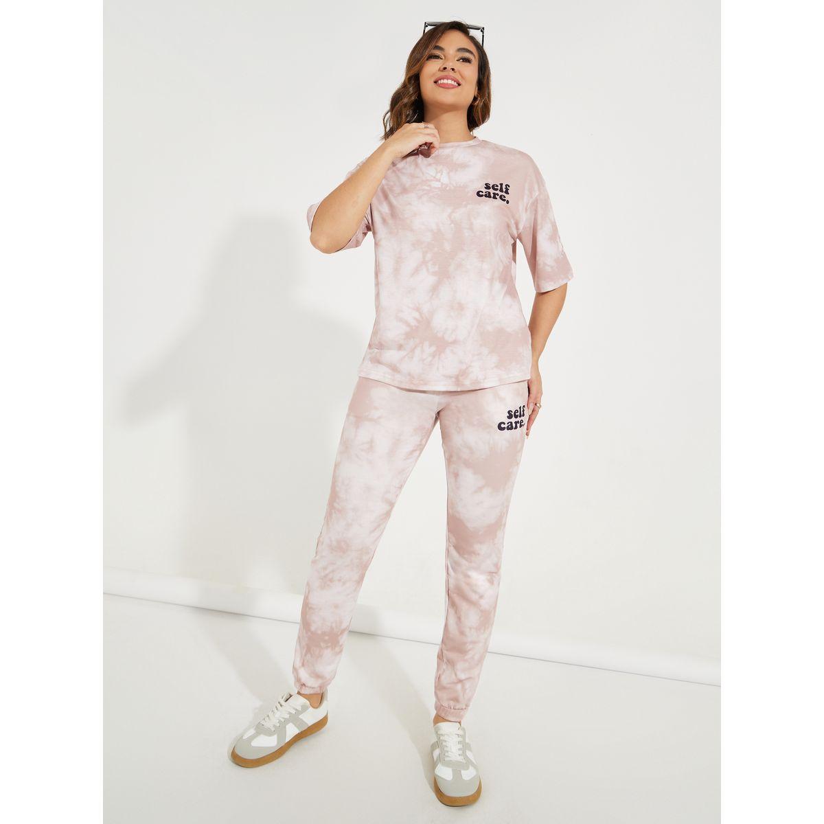 Styli Elevate Tie-Dye Printed T-Shirt & Cuffed Joggers Co-Ords-women-clothing-coordsets-image-2