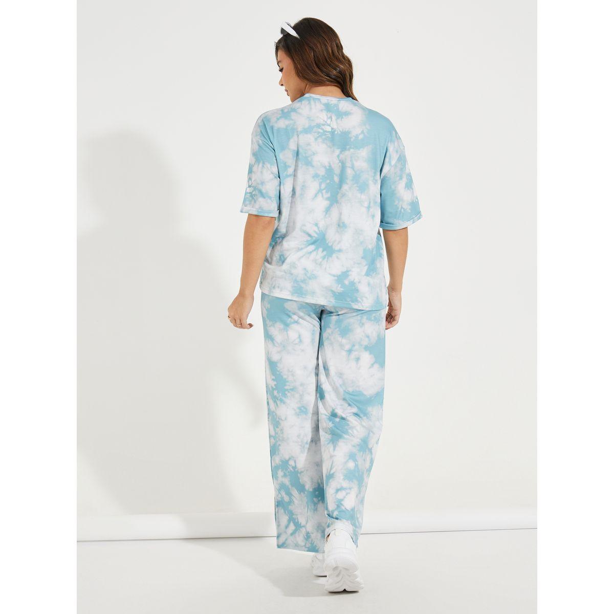 Styli Elevate Tie-Dye Printed T-Shirt & Wide Leg Joggers Co-Ords-women-clothing-coordsets-image-6