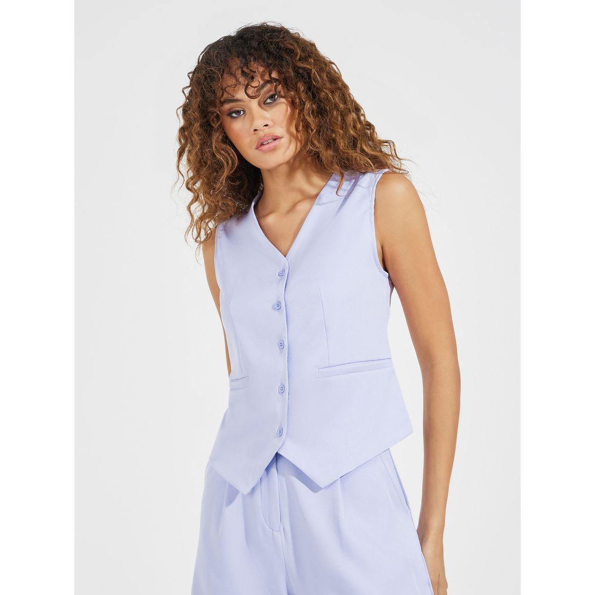 جيليه سادة أنيق بأزرار غلق-women-clothing-shirtsandblouses-blouses-image-1