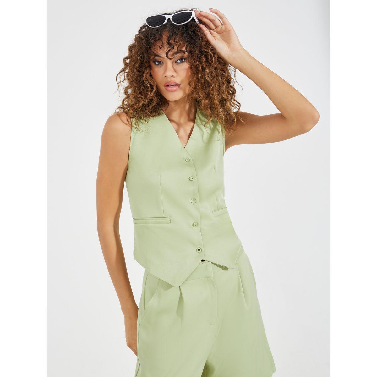 جيليه سادة أنيق بأزرار غلق-women-clothing-coatsandjackets-waistcoats-image-1