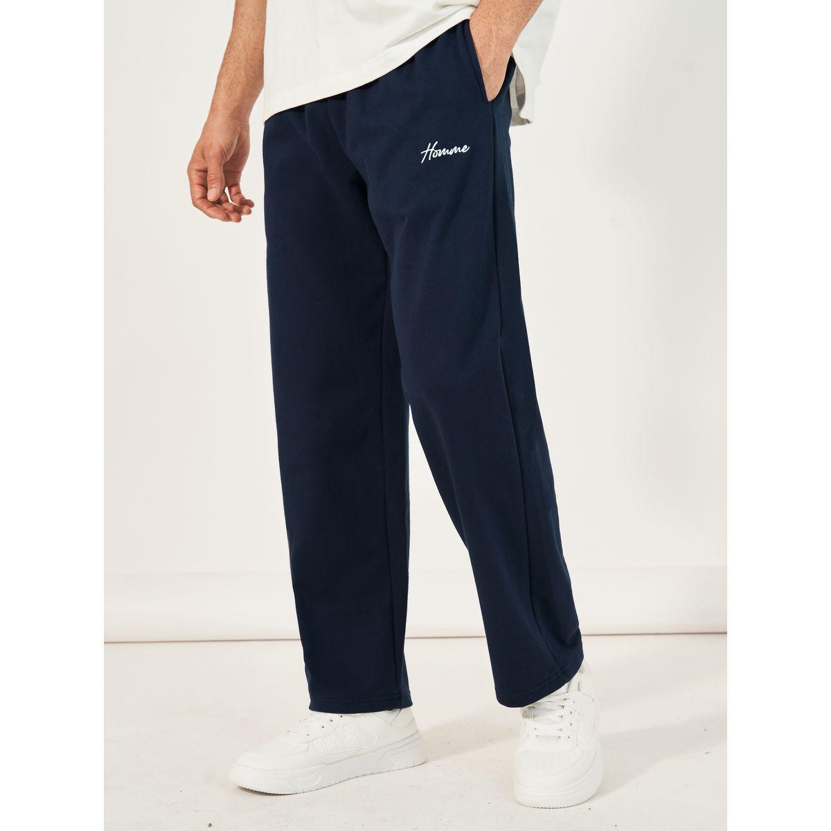 Styli Signature Relaxed Open Hem Joggers with Embroidery-men-clothing-bottoms-joggers-image-1