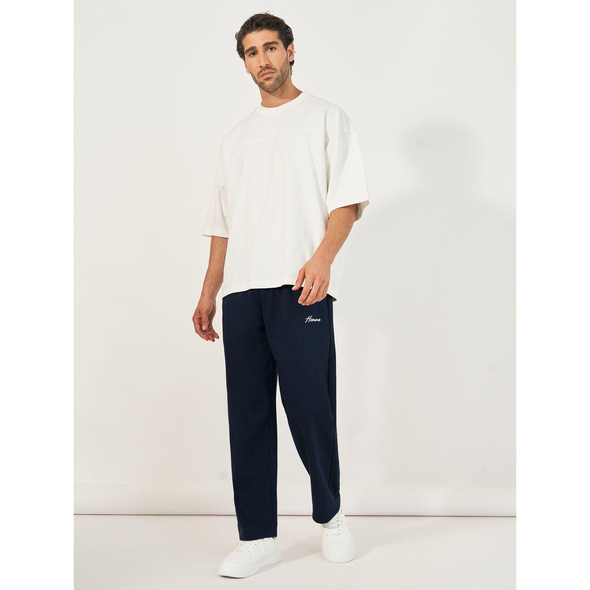 Styli Signature Relaxed Open Hem Joggers with Embroidery-men-clothing-bottoms-joggers-image-2