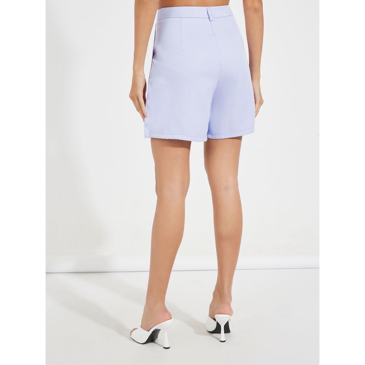 Styli High Rise Solid Shorts with Belt Loops-women-clothing-bottoms-shorts-image-4
