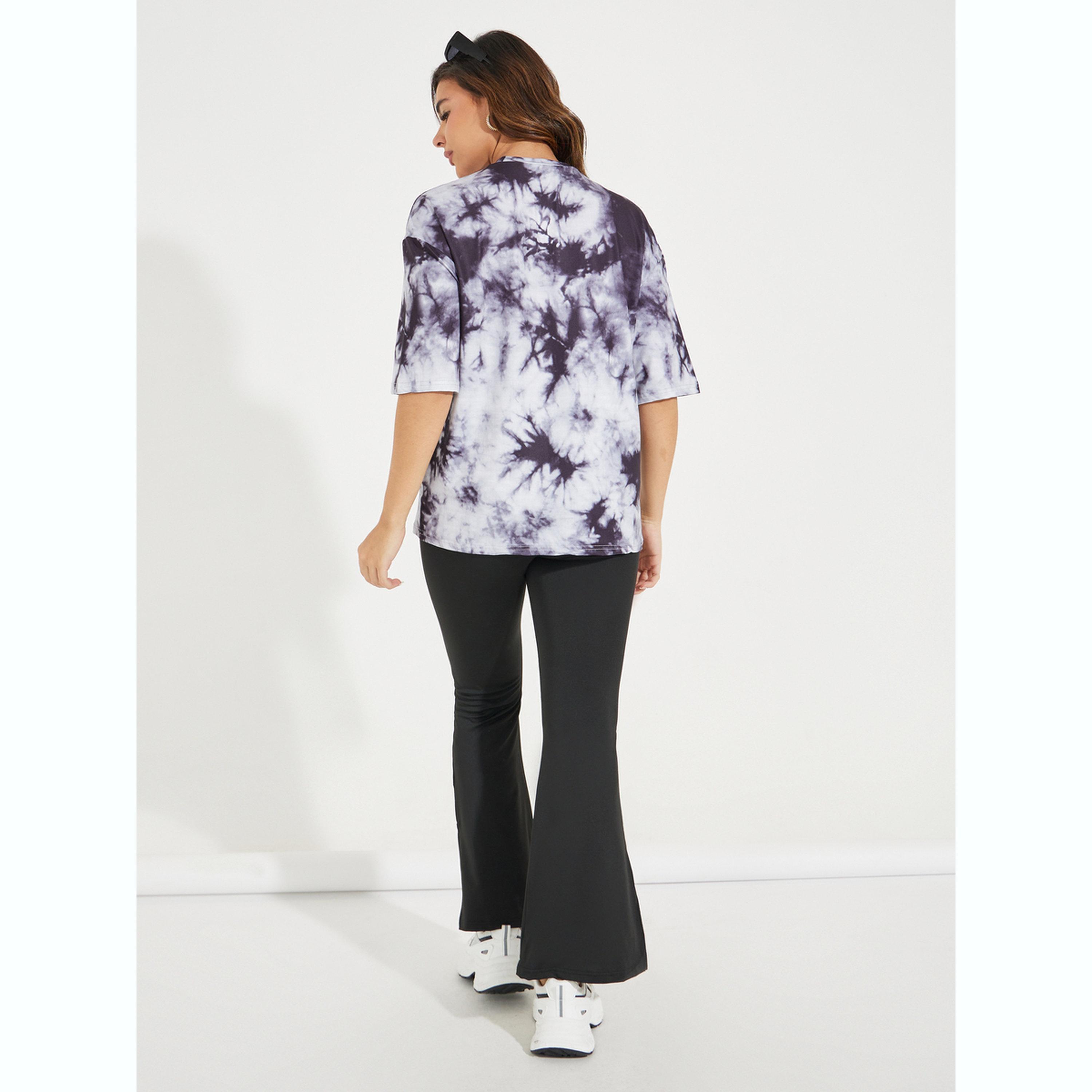 مجموعة من بنطال واسع مع تيشيرت بطبعة مصبوغة-women-clothing-coordsets-image-3