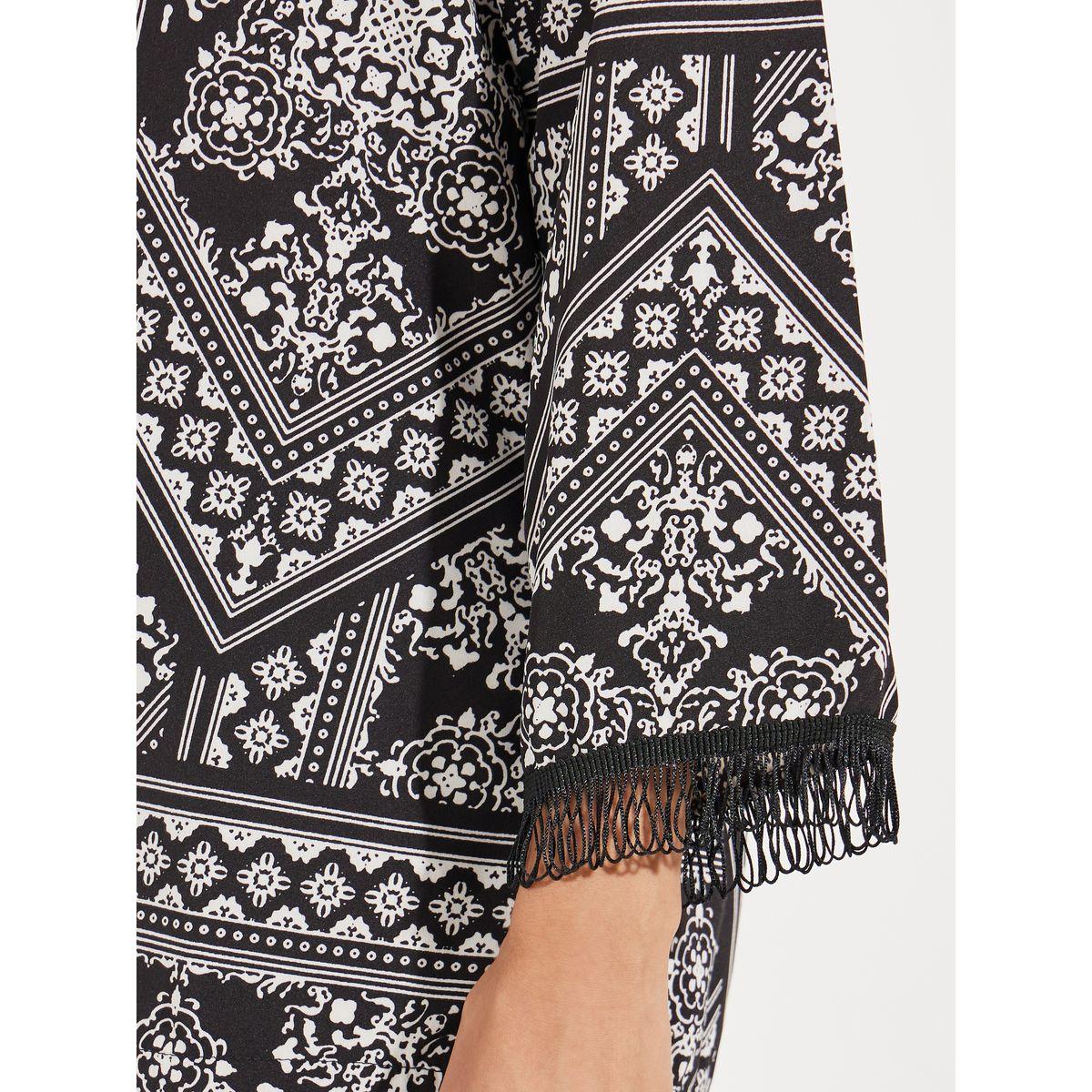 طقم منسق من بنطال مع بلوزة بطبعة وشاح-women-clothing-coordsets-image-3