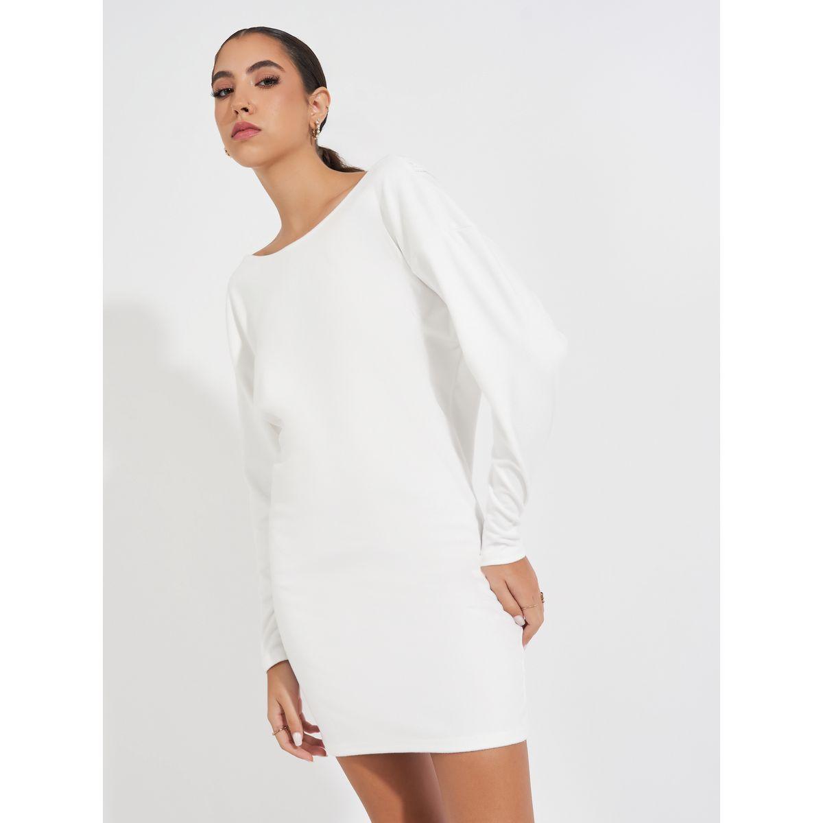 Styli Lace Trim V Back Detail Mini Dress-women-clothing-dresses-image-4