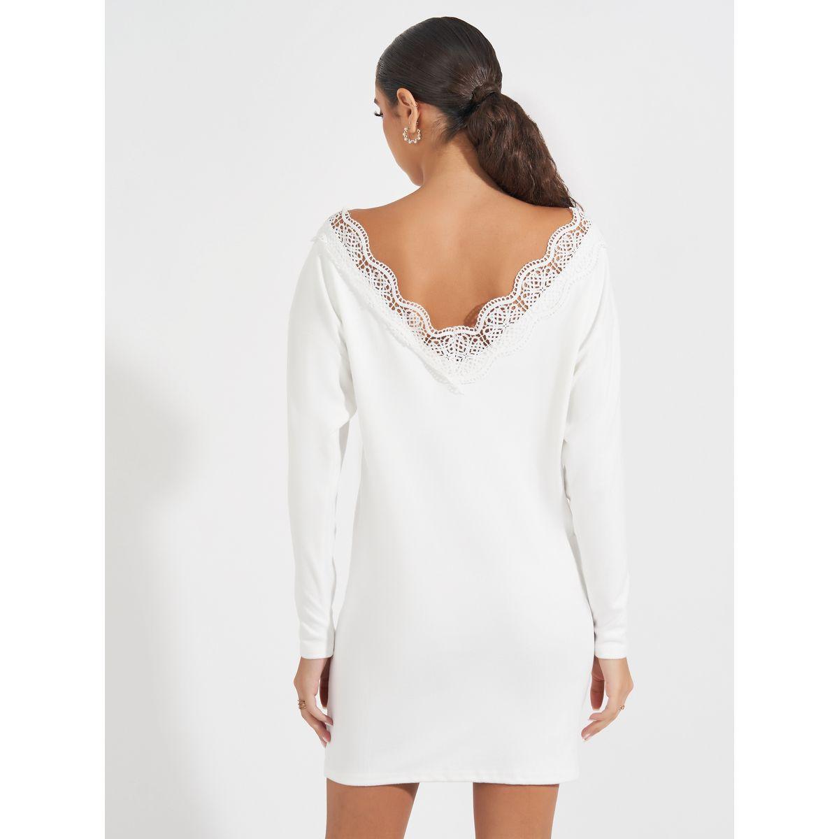 Styli Lace Trim V Back Detail Mini Dress-women-clothing-dresses-image-6