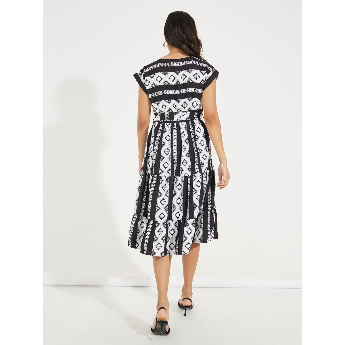 Styli AOP Self Tie Belt Tiered Midi Dress-women-clothing-dresses-image-6