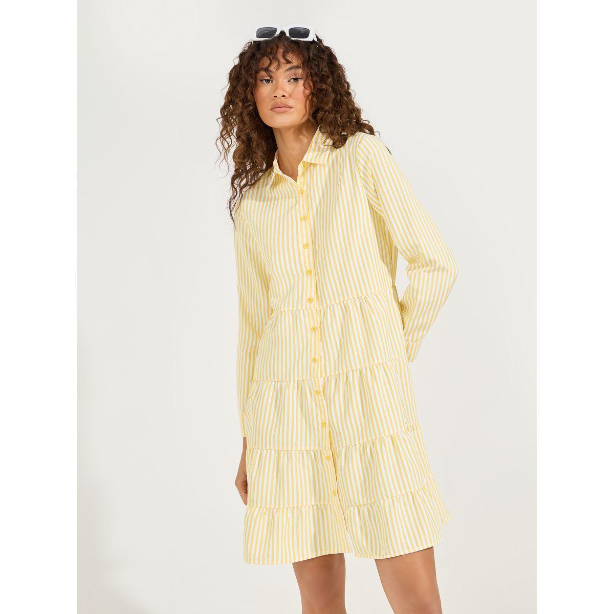 فستان قصير مخطط بأزرار غلق-women-clothing-dresses-image-2