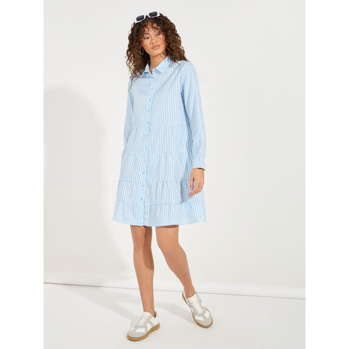 Styli Striped Button Down Shirt Mini Dress-women-clothing-dresses-image-1