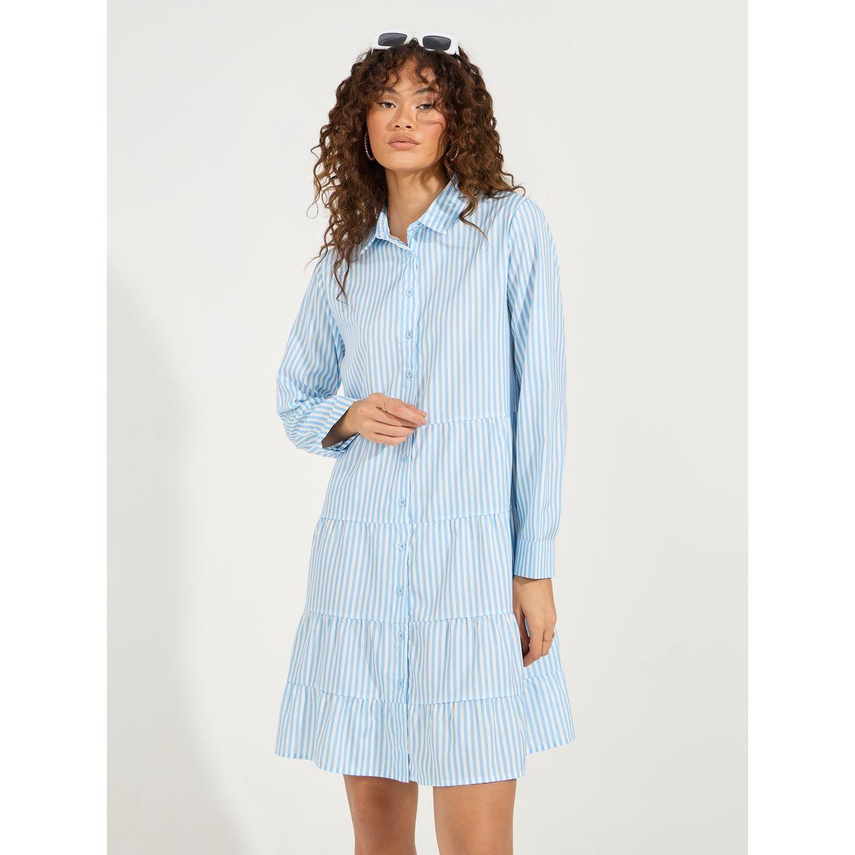 Styli Striped Button Down Shirt Mini Dress-women-clothing-dresses-image-2