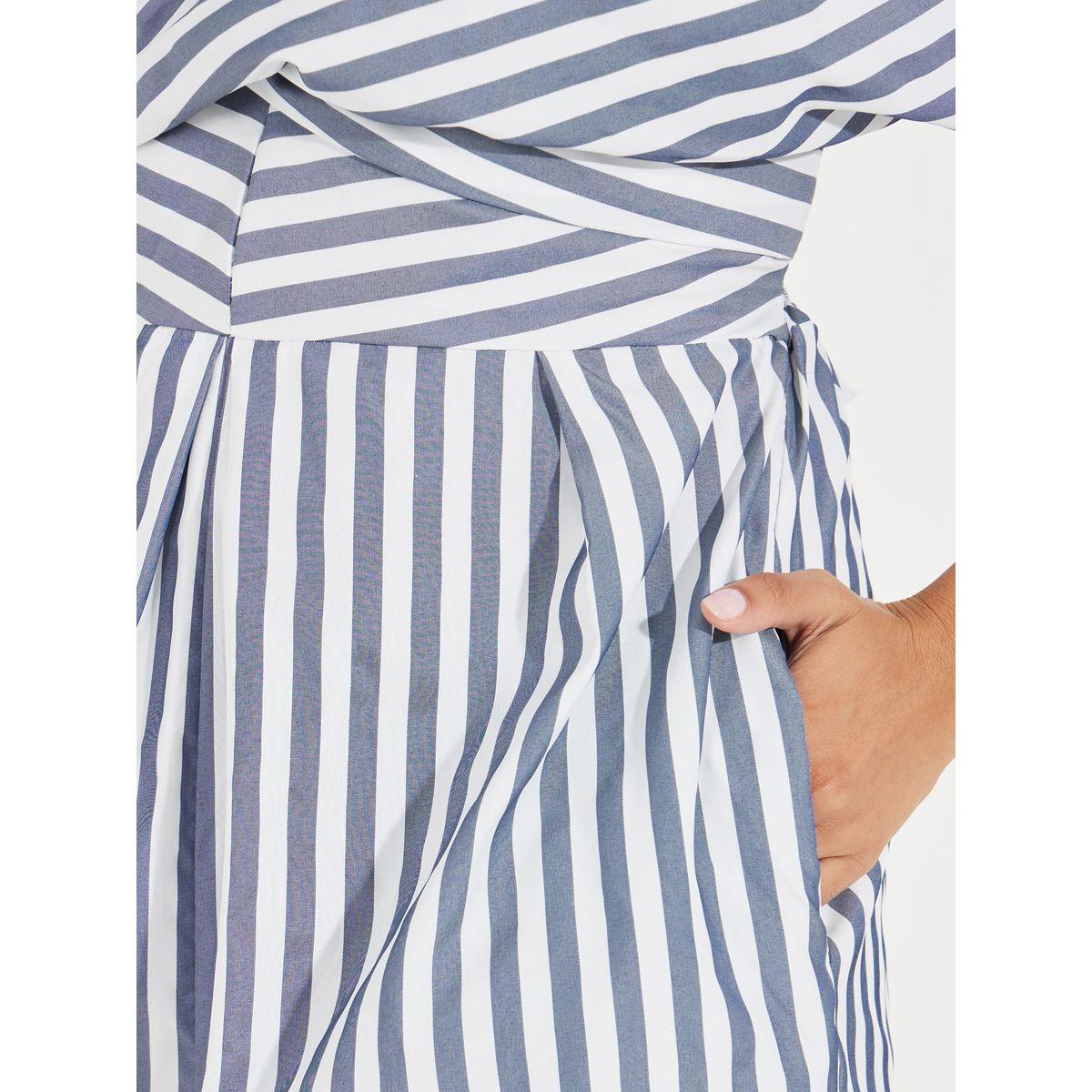 Styli Striped Short Sleeves Wrap Over Midi Dress-women-clothing-dresses-image-3