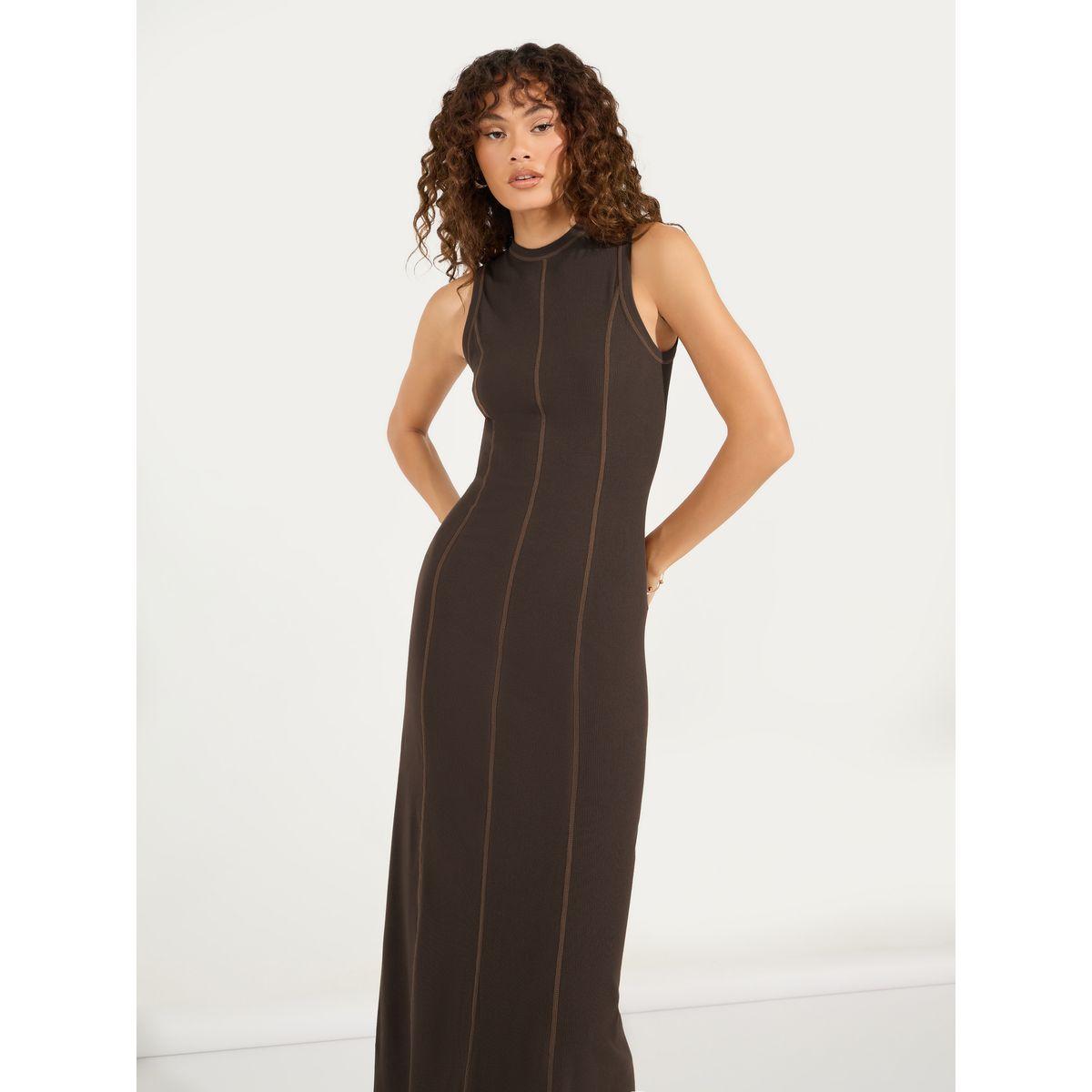 Styli Overlock Seam Detail Ribbed Midi Dress-women-clothing-dresses-image-2