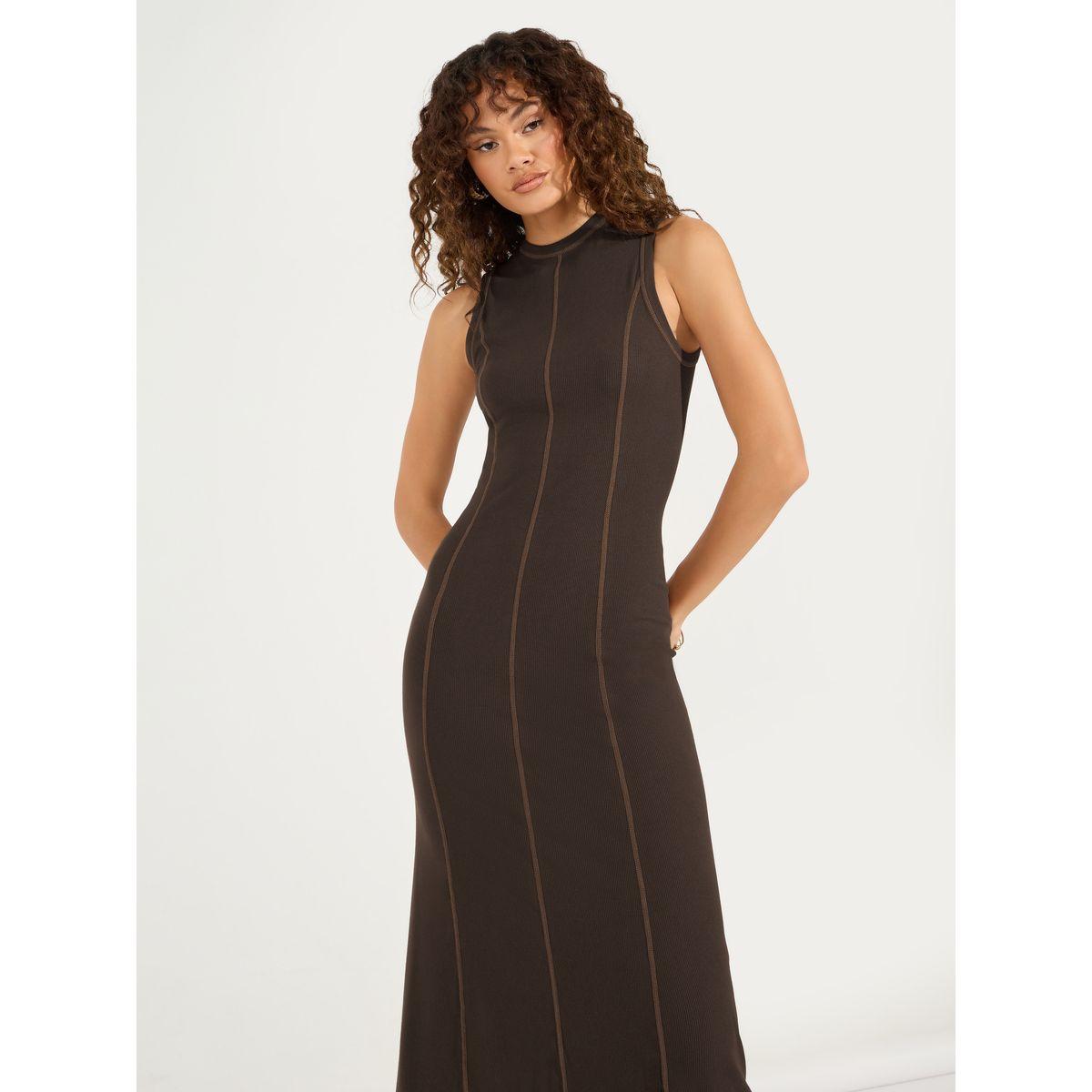 Styli Overlock Seam Detail Ribbed Midi Dress-women-clothing-dresses-image-5