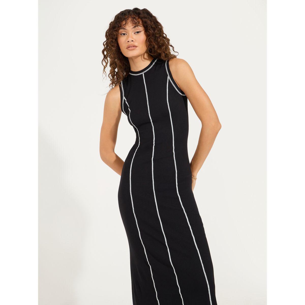 Styli Overlock Seam Detail Ribbed Midi Dress-women-clothing-dresses-image-5