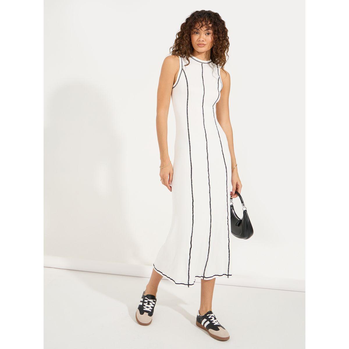 فستان ميدي مضلع مزين بدرزات-women-clothing-dresses-image-1