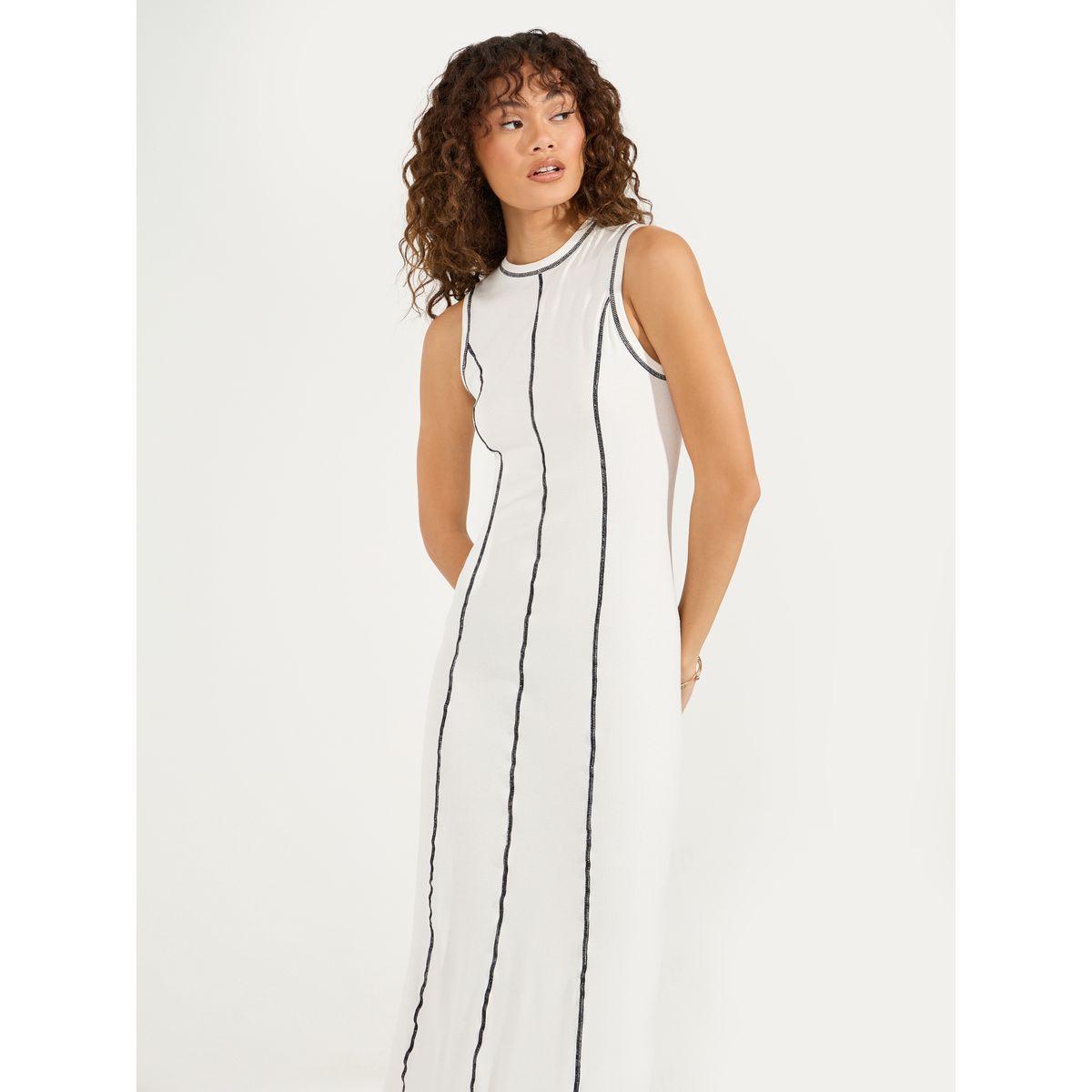 فستان ميدي مضلع مزين بدرزات-women-clothing-dresses-image-2