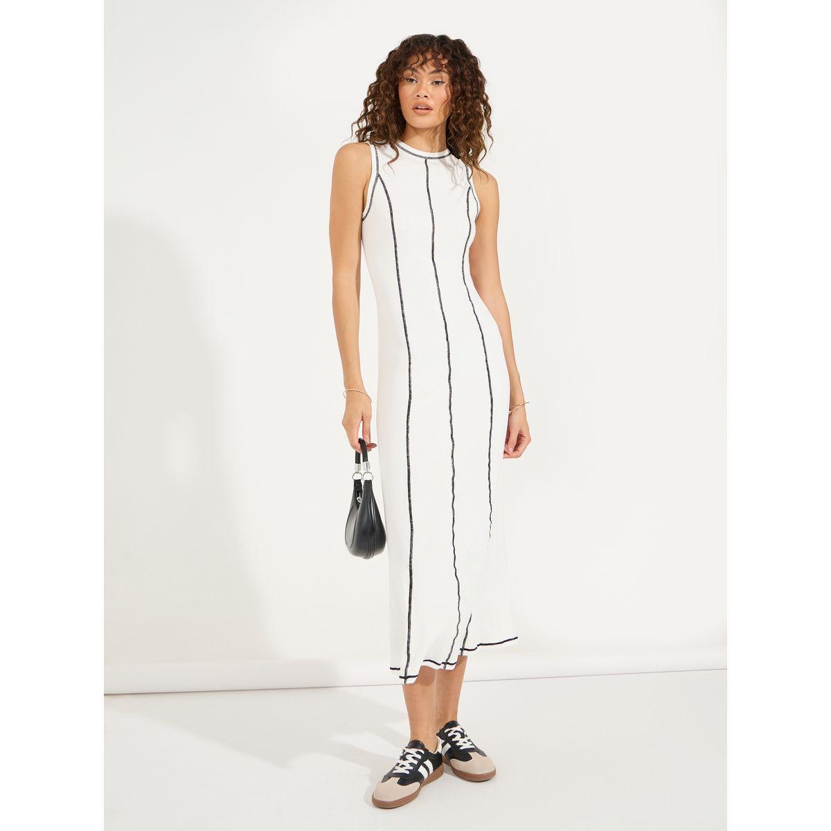Styli Overlock Seam Detail Ribbed Midi Dress-women-clothing-dresses-image-4