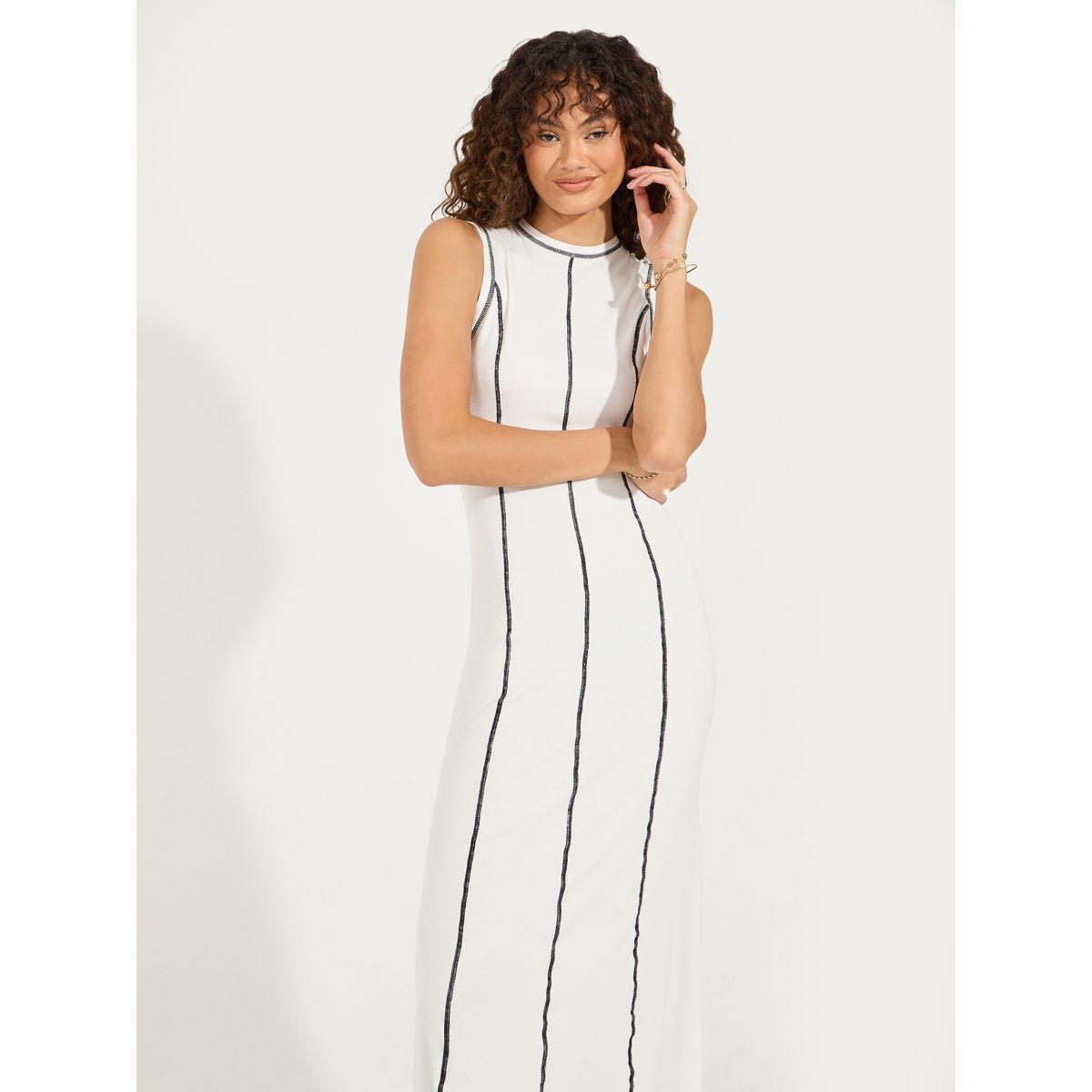 فستان ميدي مضلع مزين بدرزات-women-clothing-dresses-image-5