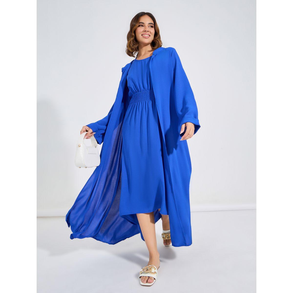 Styli Asymmetric Hem Dress & Hooded Abaya Modest Set-women-arabicclothing-sets-image-1