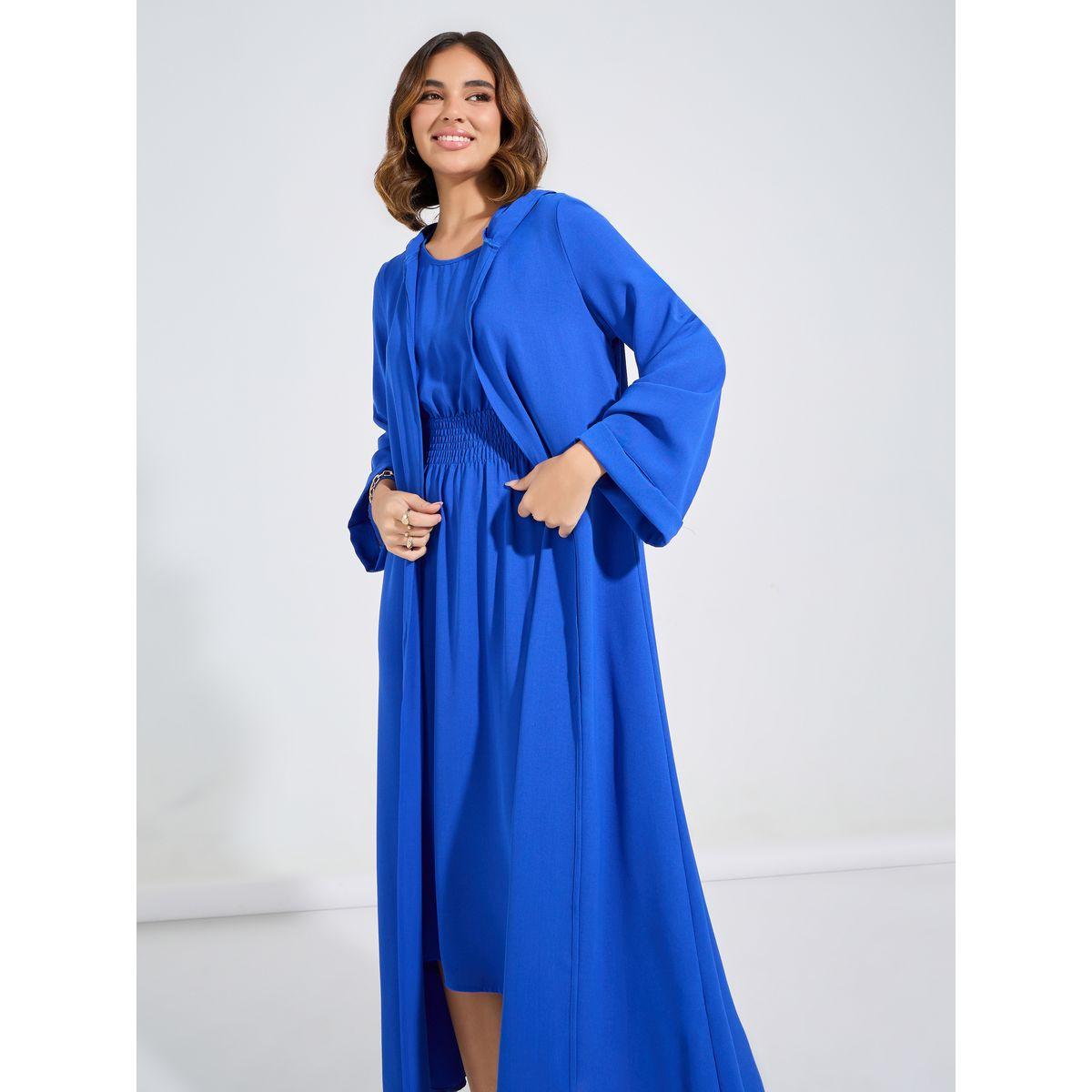Styli Asymmetric Hem Dress & Hooded Abaya Modest Set-women-arabicclothing-sets-image-2