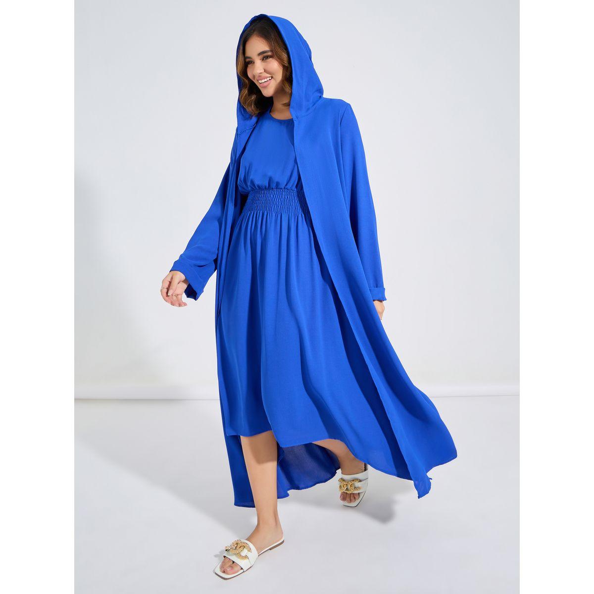Styli Asymmetric Hem Dress & Hooded Abaya Modest Set-women-arabicclothing-sets-image-3