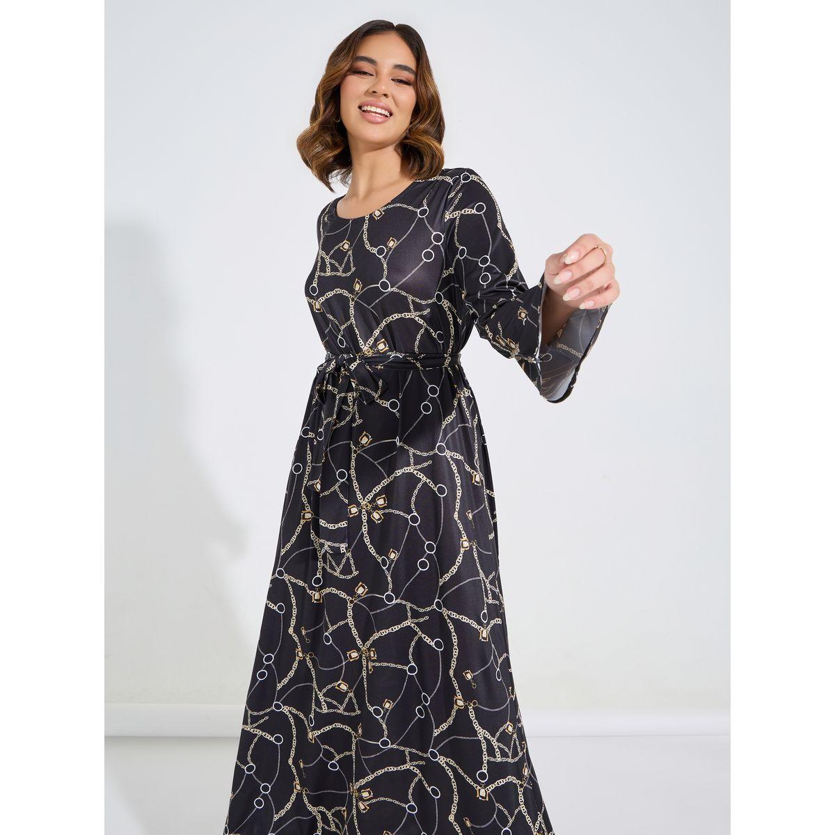 فستان طويل مطبع بالكامل مع اكمام طويلة-women-clothing-dresses-image-2