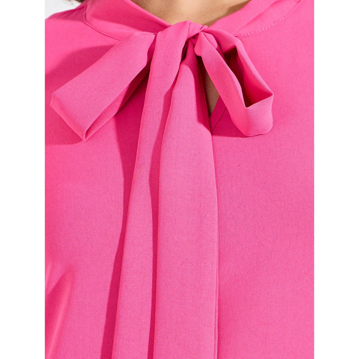 فستان طويل سادة باكمام كشكش وياقة بأربطة-women-clothing-dresses-image-3