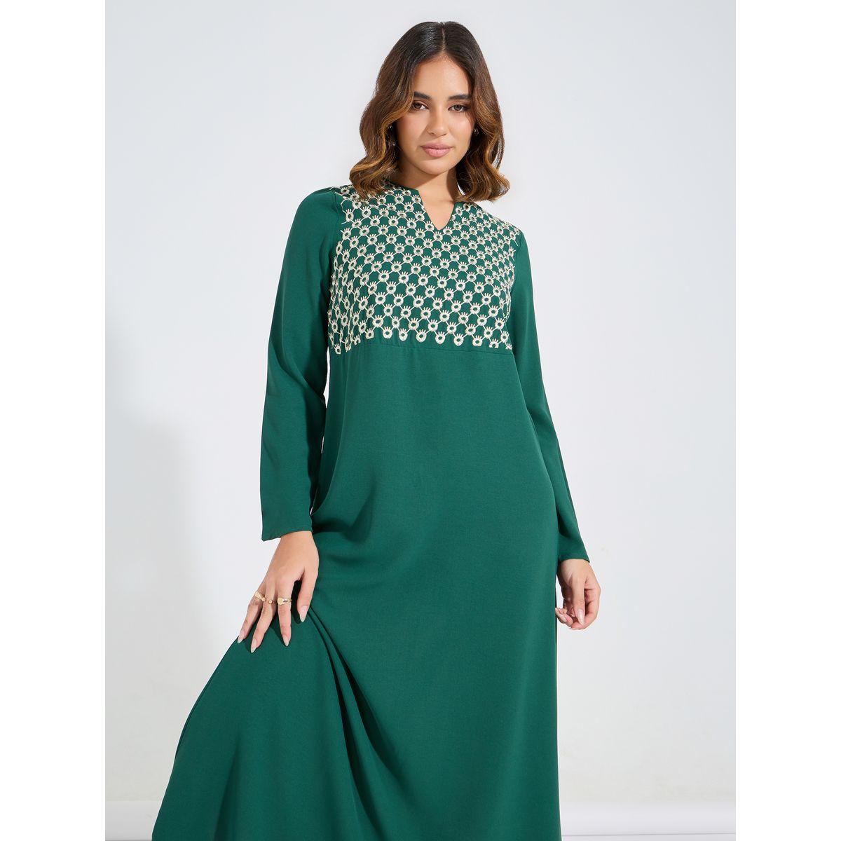 Styli Embroidery Front Detail Jalabiya-women-arabicclothing-jalabiyas-image-5