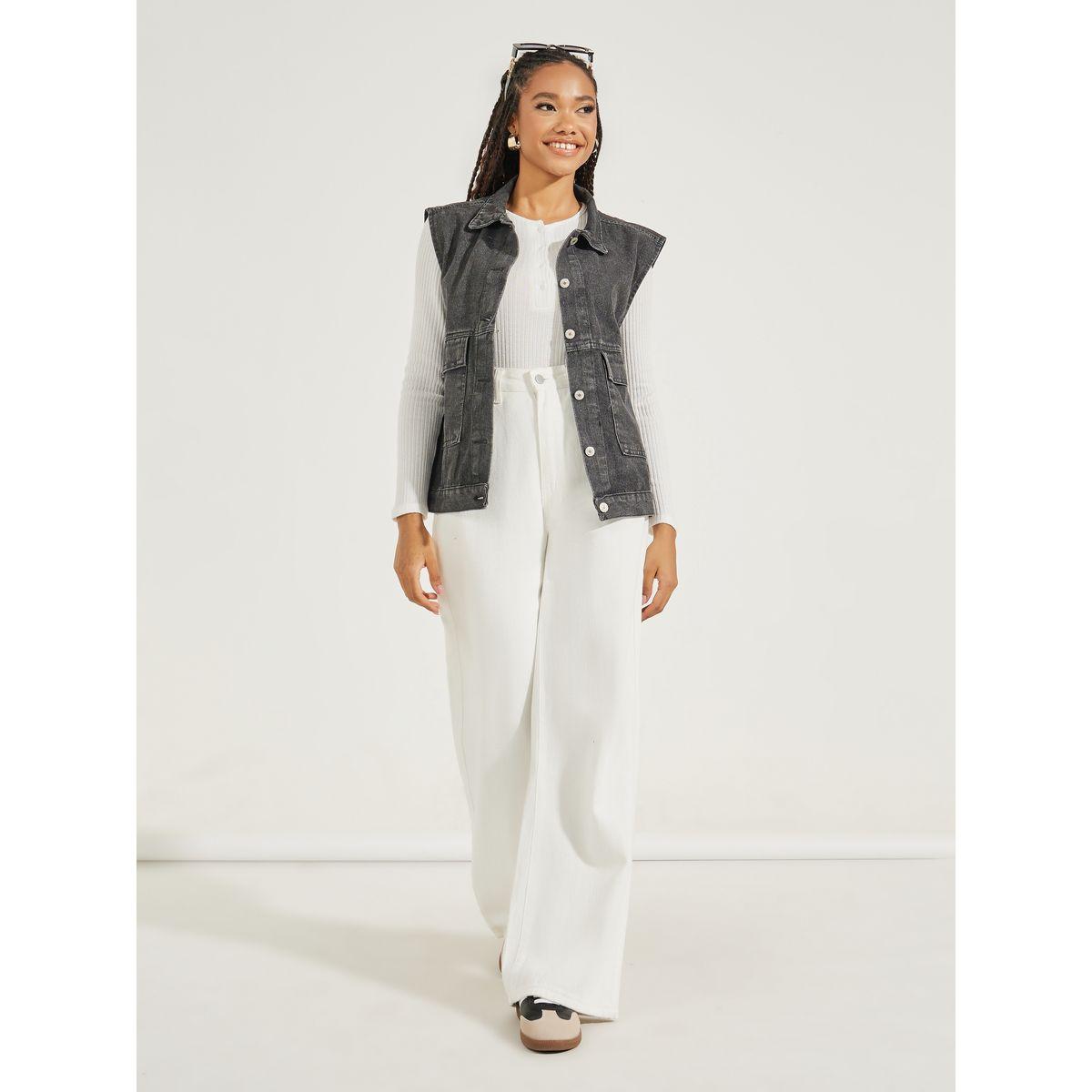 Styli Regular Fit Denim Sleeveless Jacket with Pocket Detail-women-winterwear-coatsandjackets-jackets-image-2
