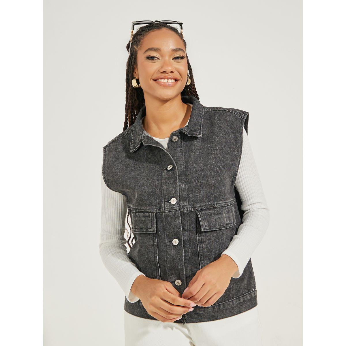 جاكيت دنيم بلا اكمام مع قصة عادية وتفاصيل جيوب-women-winterwear-coatsandjackets-jackets-image-3