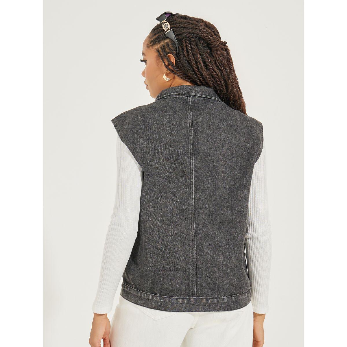 Styli Regular Fit Denim Sleeveless Jacket with Pocket Detail-women-winterwear-coatsandjackets-jackets-image-5