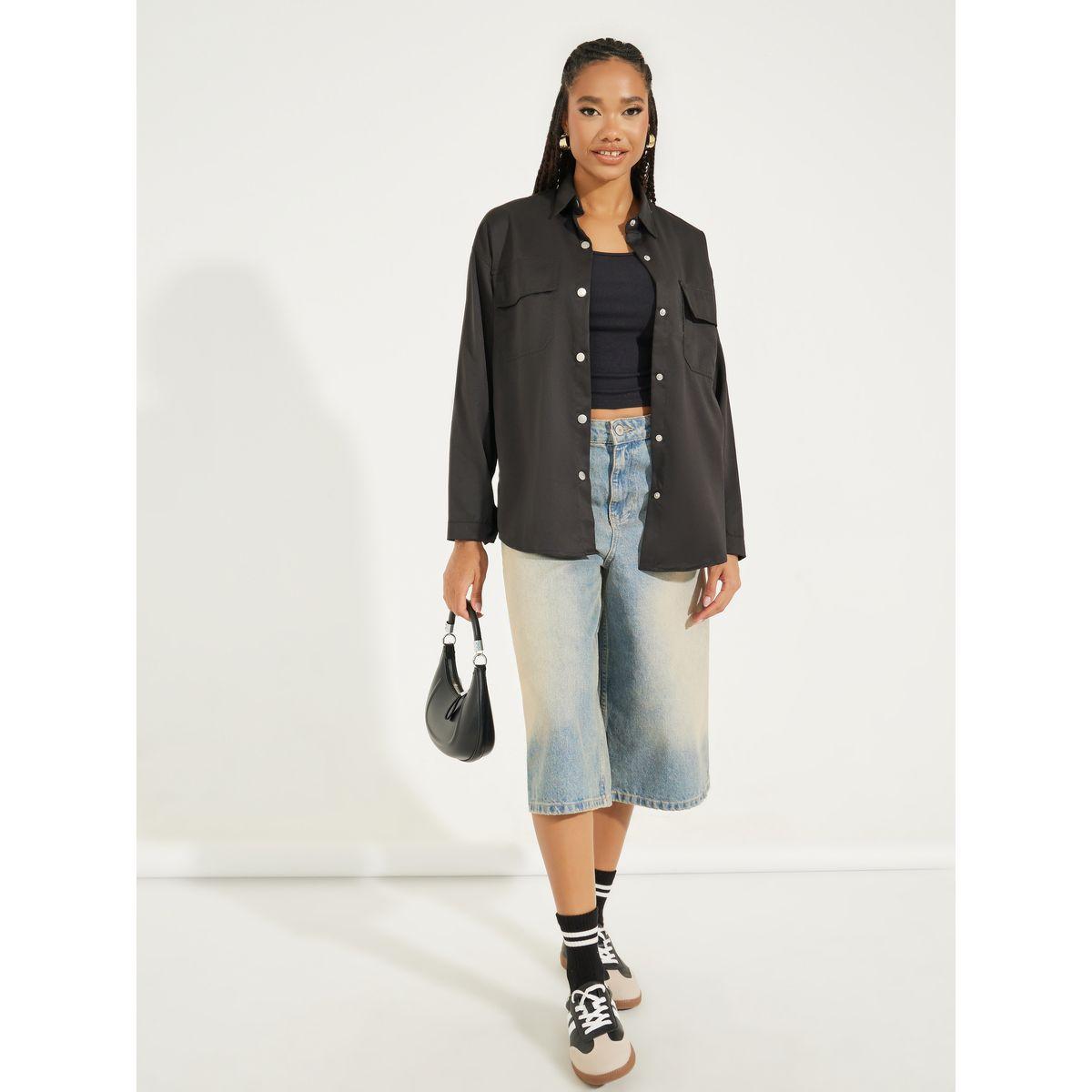 Styli Basic Oversized Jacket with Flap Pocket-women-winterwear-coatsandjackets-jackets-image-2