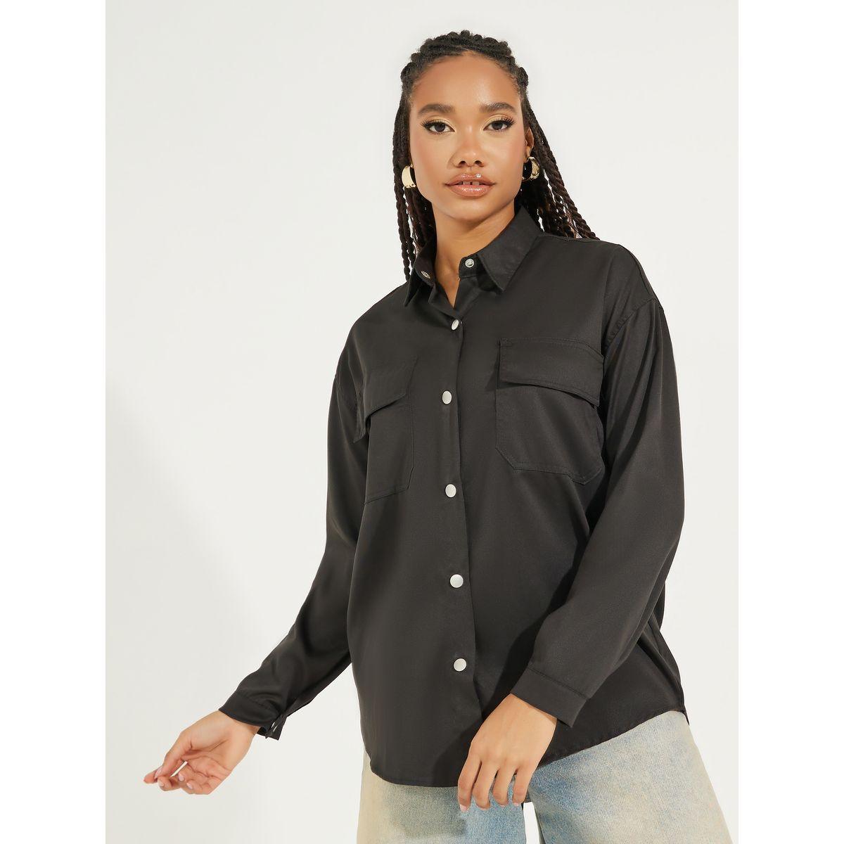 Styli Basic Oversized Jacket with Flap Pocket-women-winterwear-coatsandjackets-jackets-image-3