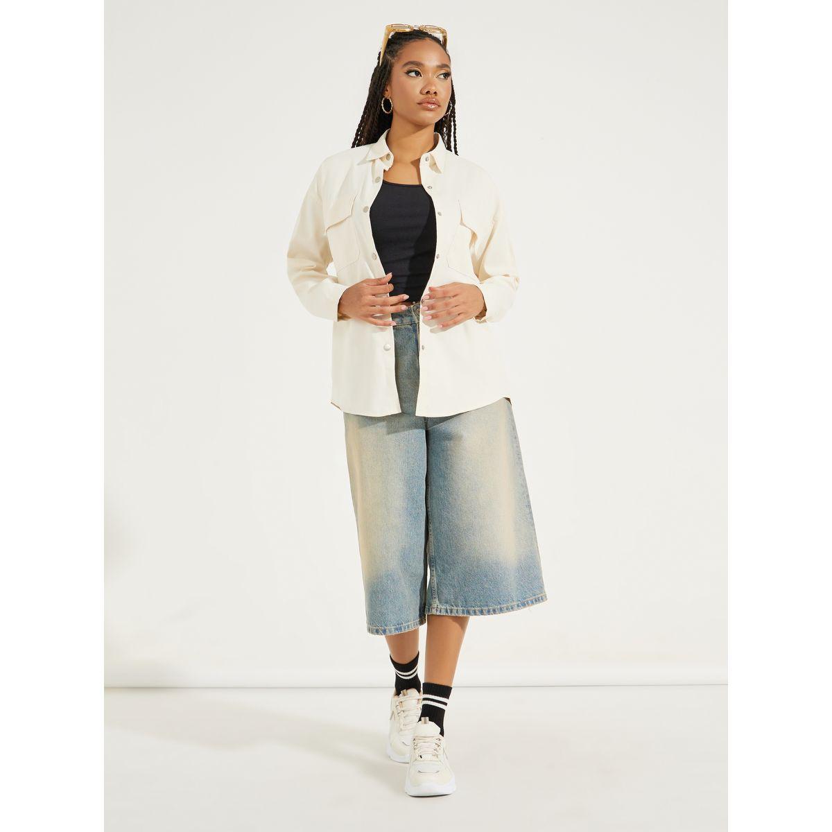 Styli Basic Oversized Jacket with Flap Pocket-women-winterwear-coatsandjackets-jackets-image-2