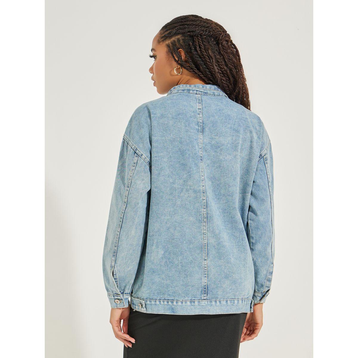 جاكيت دنيم فضفاض بتفاصيل جيوب وازرار-women-winterwear-coatsandjackets-jackets-image-5
