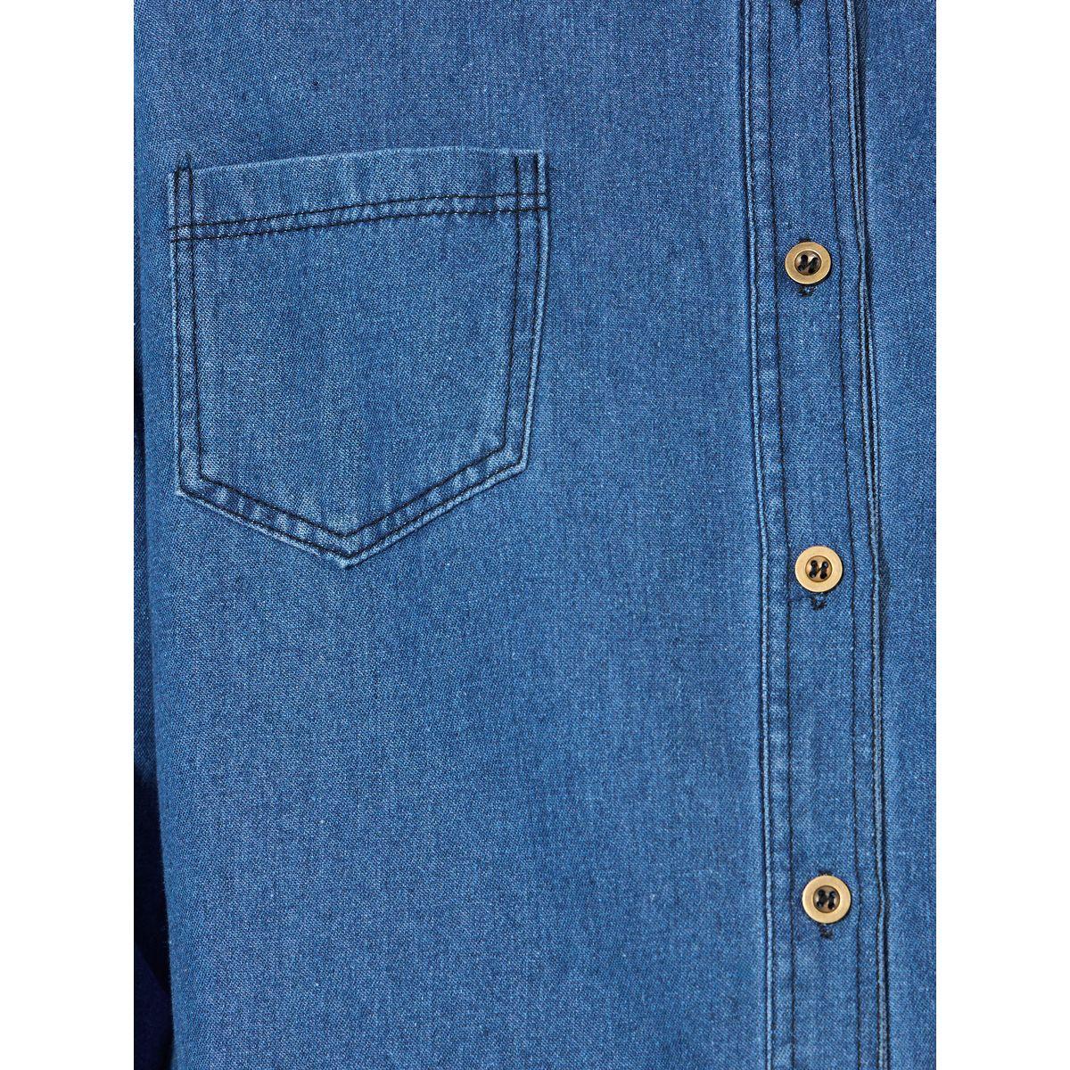 Styli Relaxed Fit Denim Shirt with Patch Pocket-women-clothing-shirtsandblouses-shirts-image-4