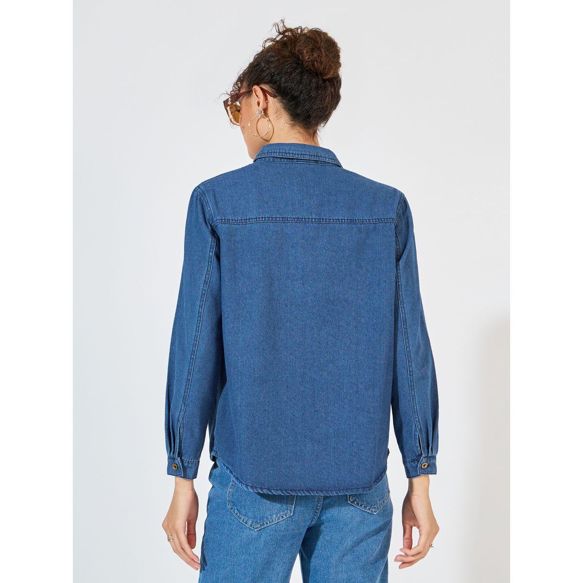 بلوزة دنيم بقصة مريحة وجيب مُرقع-women-clothing-shirtsandblouses-shirts-image-5