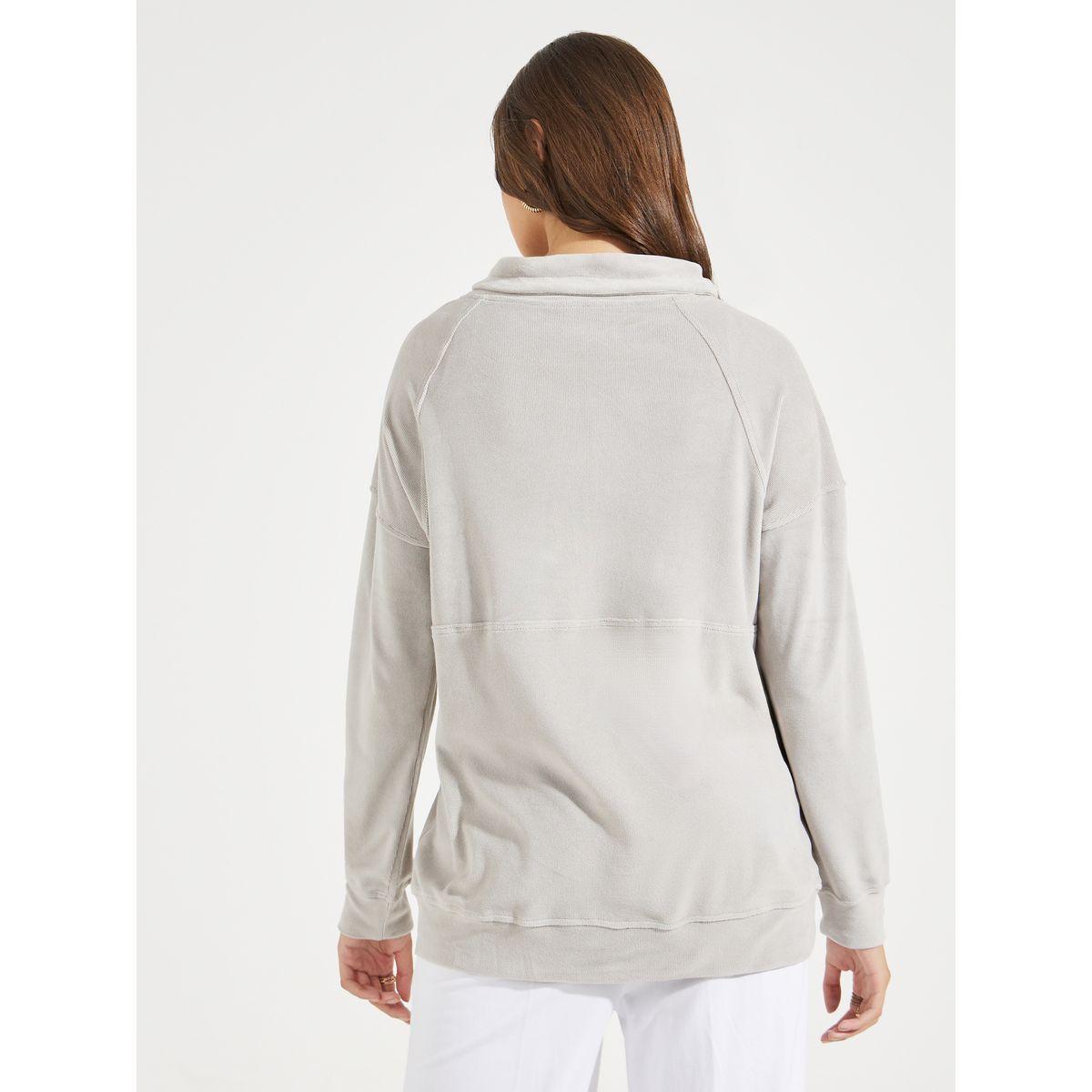 Styli Oversized Corduroy Sweatshirt with Zip Detail-women-winterwear-hoodiesandsweatshirts-sweatshirts-image-4