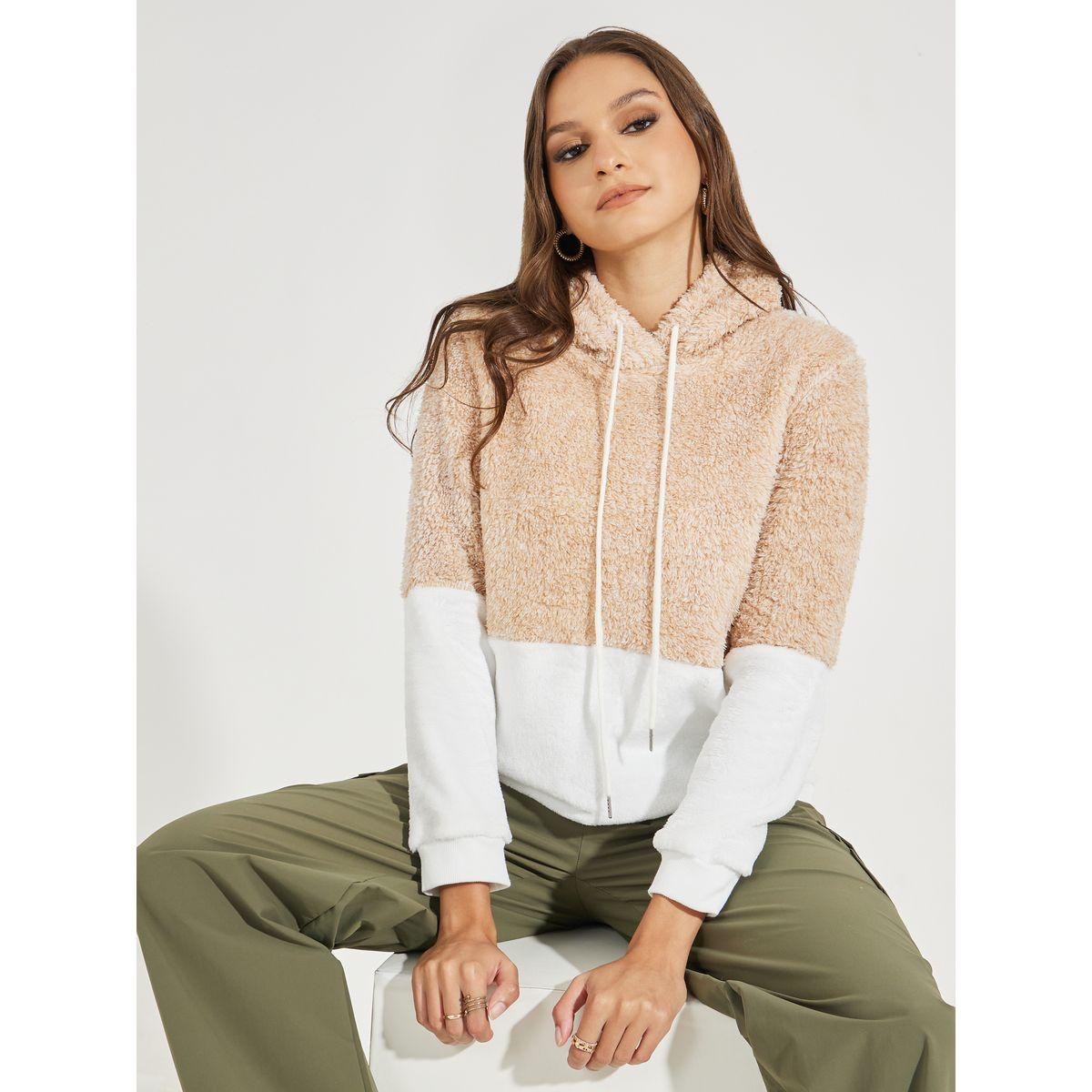 هودي فليس بنمط كتل الالوان مع قصة عادية-women-winterwear-hoodiesandsweatshirts-hoodies-image-1